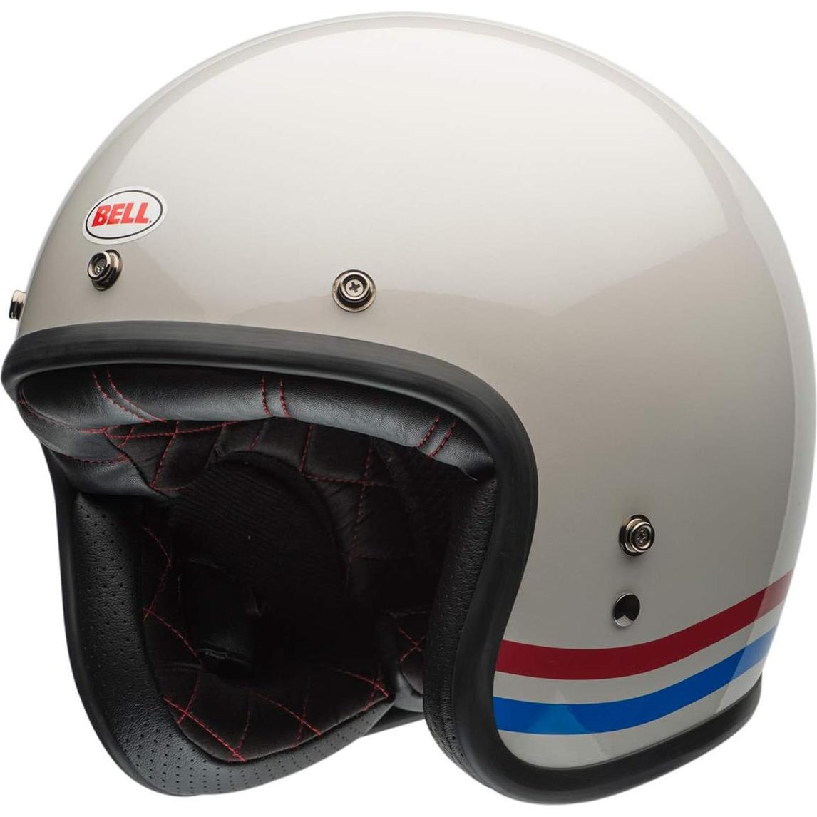Casco de Moto BELL Custom 500 Rayas Blanco Perla 2XL