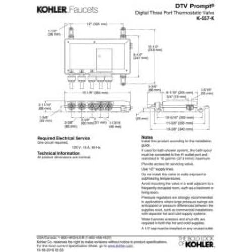 Válvula termostática digital Kohler DTV Prompt 3 puertos