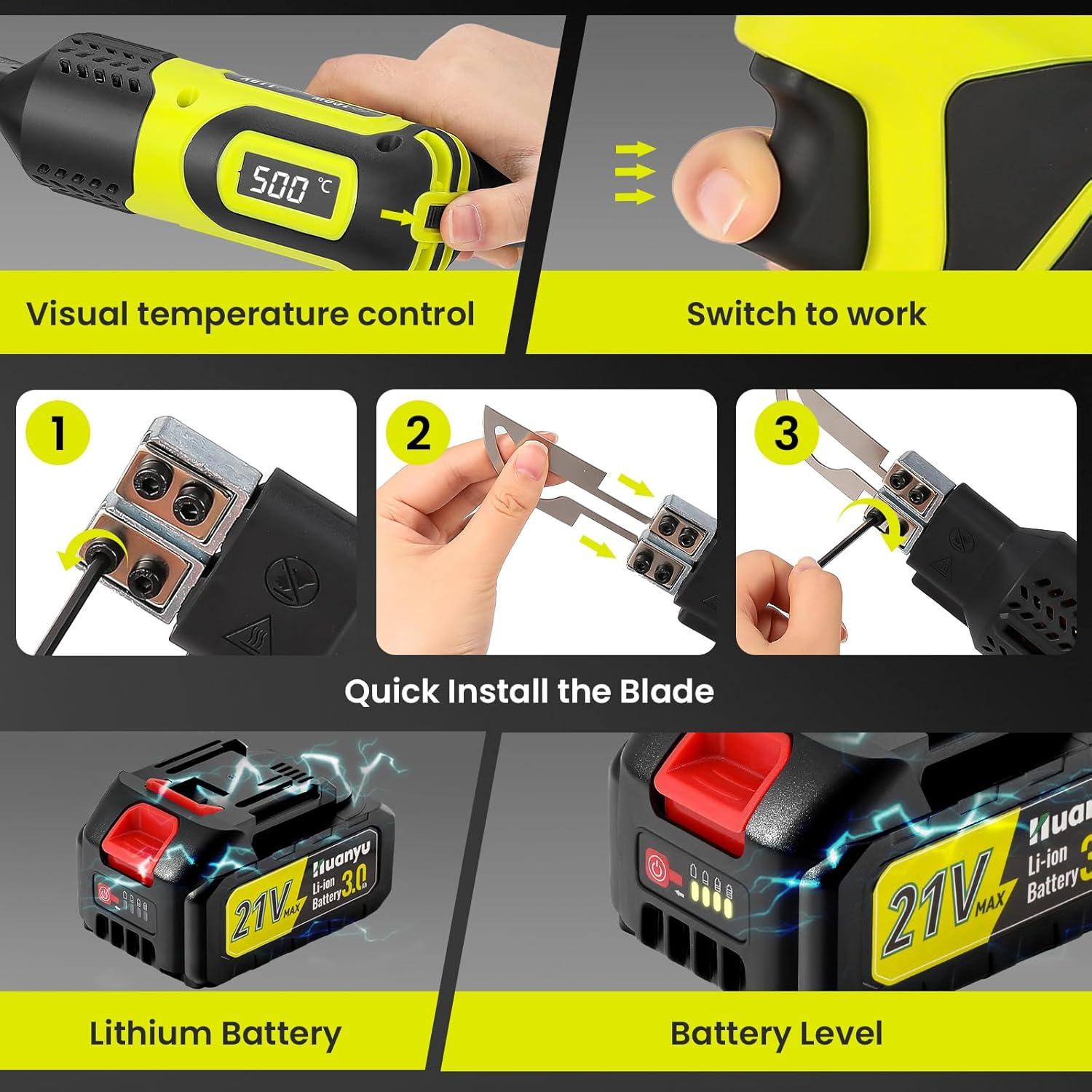 Cuchillo Caliente Inalámbrico Huanyu 100W con 4 Cuchillas