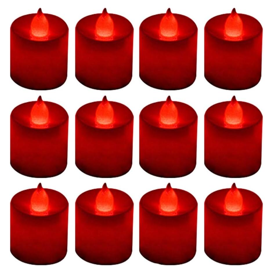 LANKER Paquete de 12 Velas LED Rojas Sin Llama para Decoración
