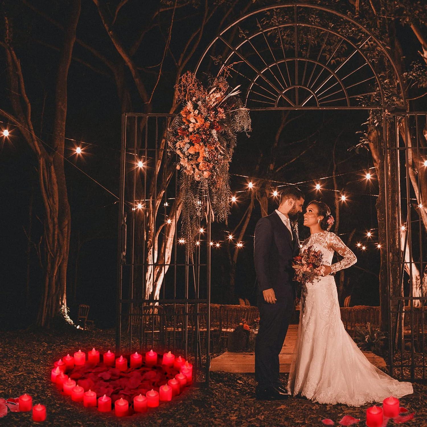 LANKER Paquete de 12 Velas LED Rojas Sin Llama para Decoración