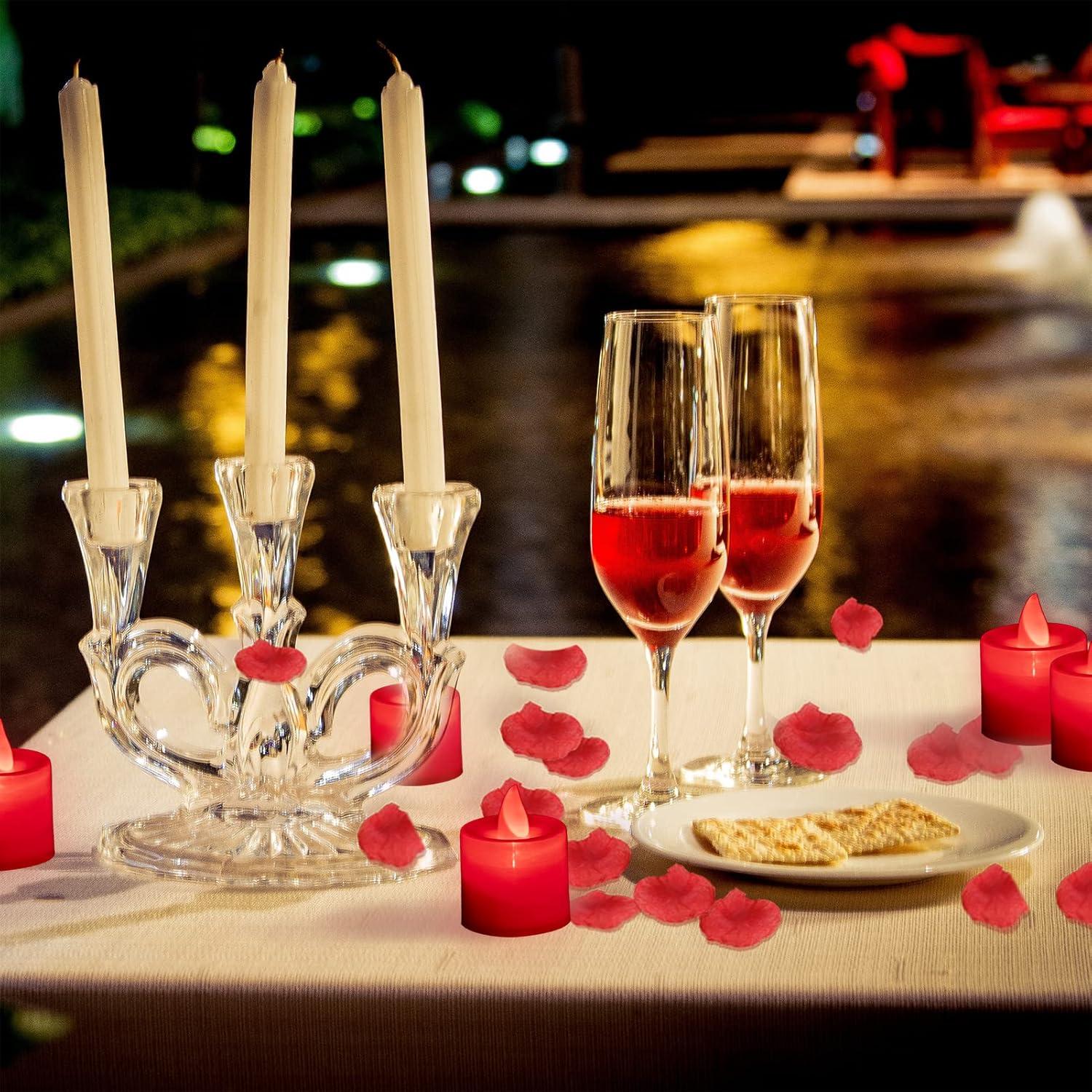 LANKER Paquete de 12 Velas LED Rojas Sin Llama para Decoración