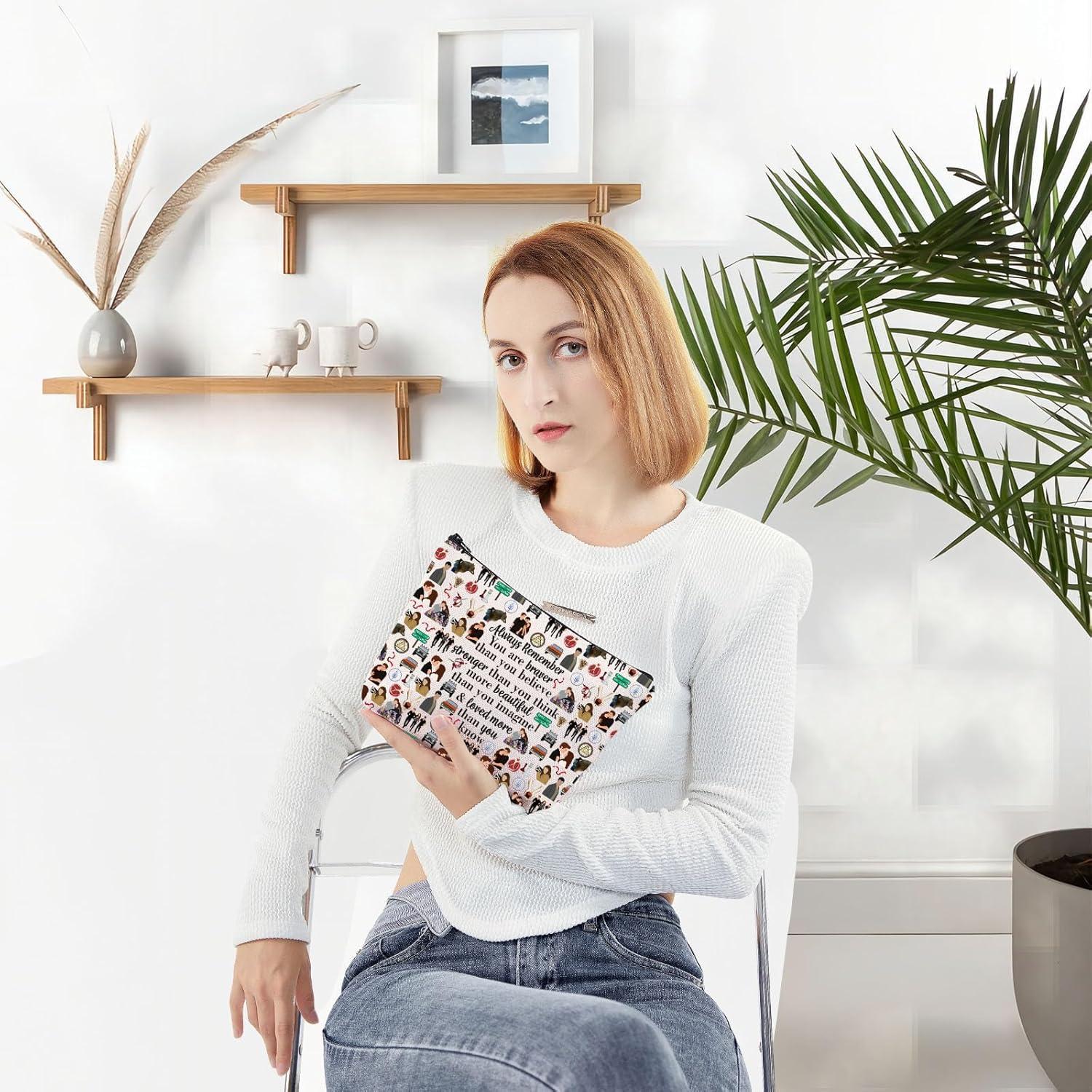 WZMPA Edward Cullen Cosmetic Bag Bella Swan Fans Gift You Are Braver Stronger Smarter Than You Think Edward Makeup Bag Bella Merchandise (Always-moon)