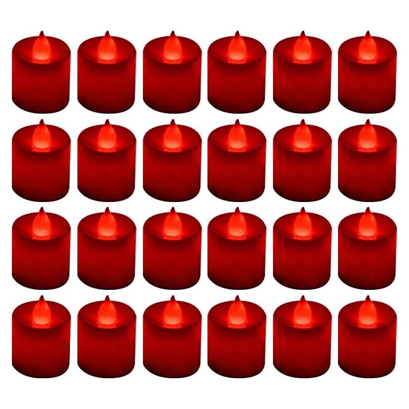 LANKER 24 Velas LED Sin Llama Rojas Parpadeantes Decorativas