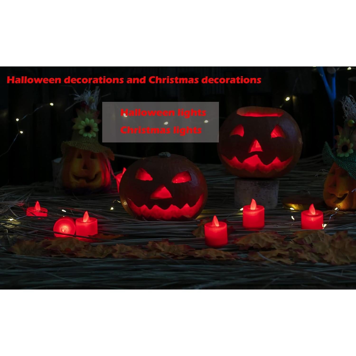 LANKER 24 Velas LED Sin Llama Rojas Parpadeantes Decorativas