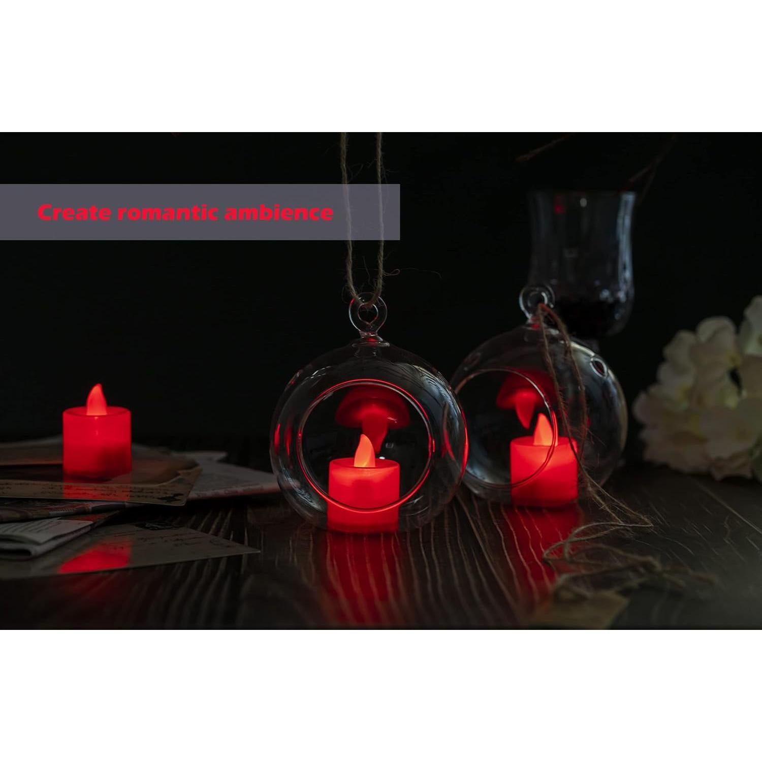 LANKER 24 Velas LED Sin Llama Rojas Parpadeantes Decorativas