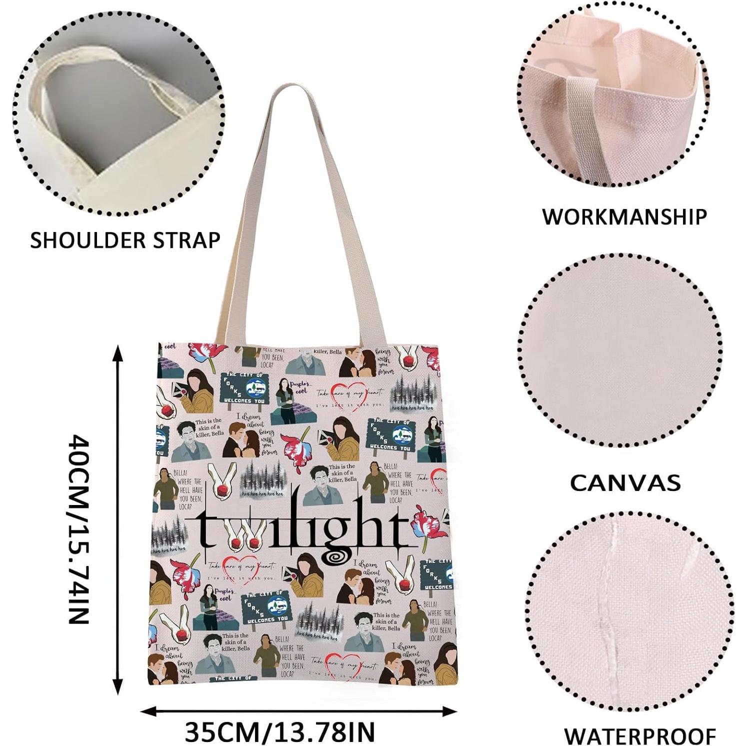 VAMSII Twili Movie Inspired Tote Bag Edward Bella Gift Vampire Fans Gift Forks Washington(Twili tote)