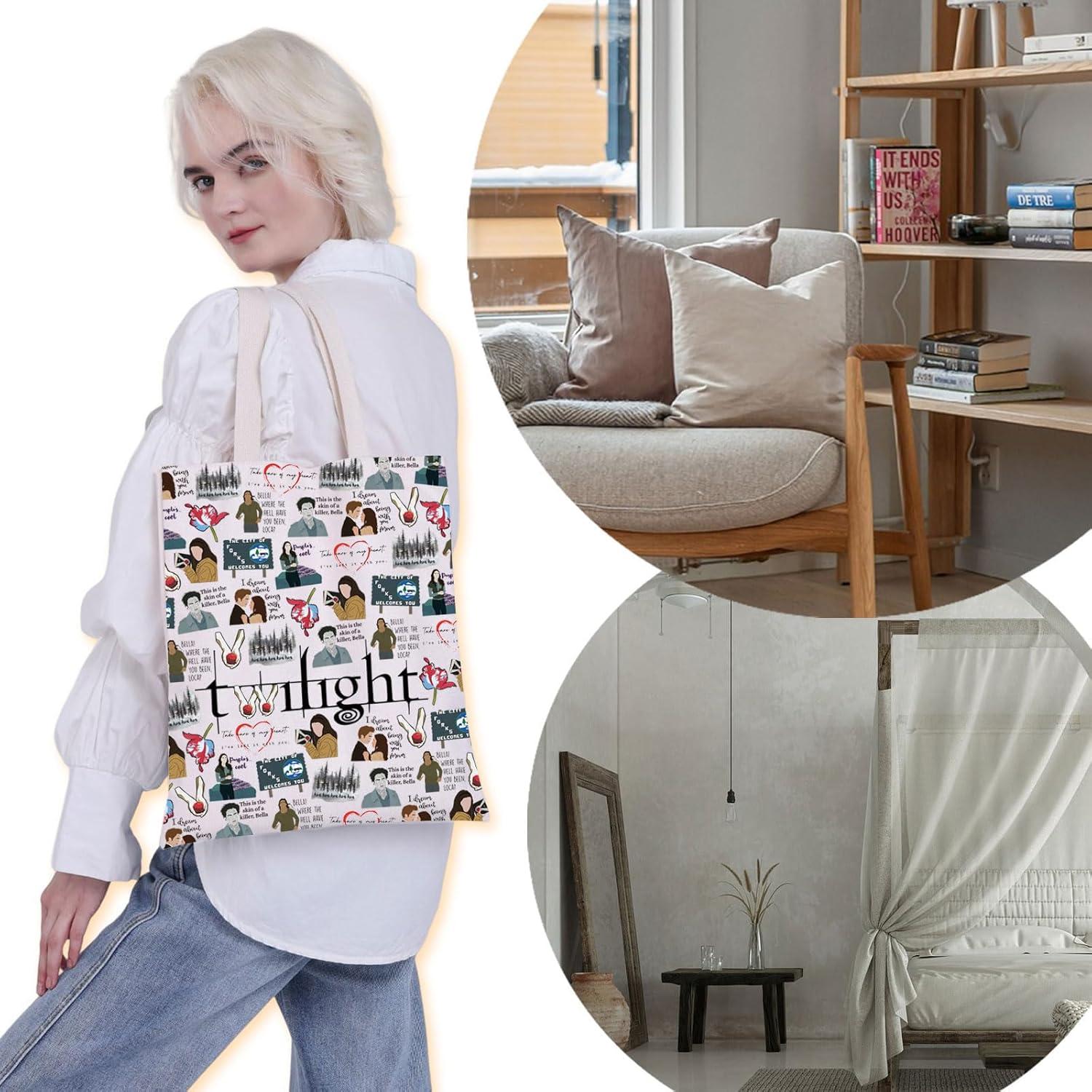 VAMSII Twili Movie Inspired Tote Bag Edward Bella Gift Vampire Fans Gift Forks Washington(Twili tote)