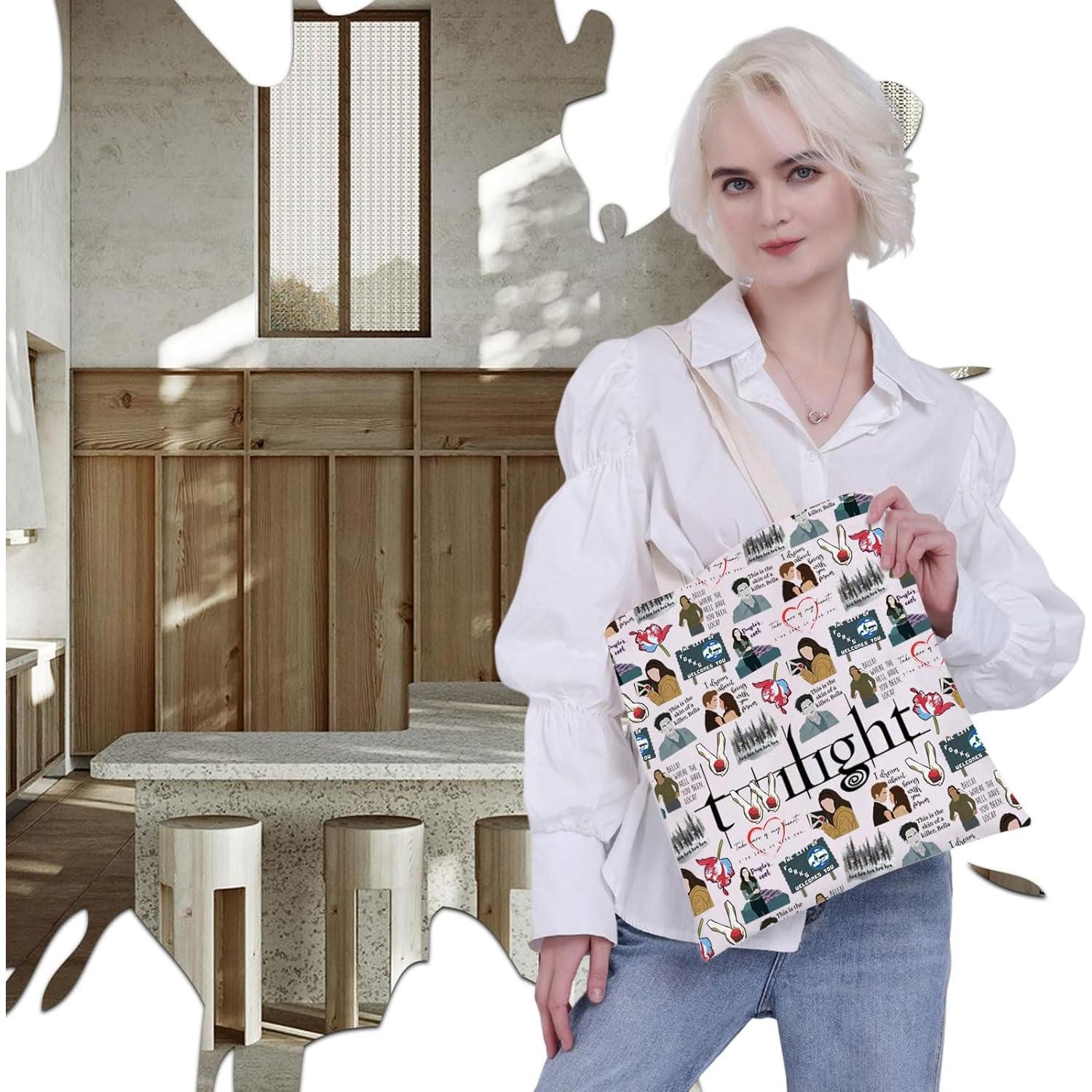 VAMSII Twili Movie Inspired Tote Bag Edward Bella Gift Vampire Fans Gift Forks Washington(Twili tote)