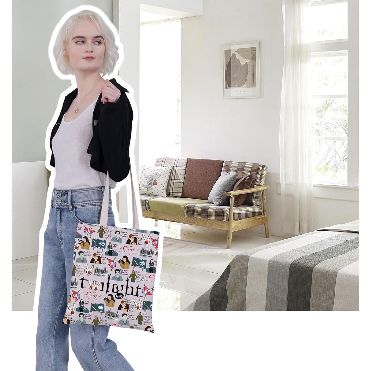 VAMSII Twili Movie Inspired Tote Bag Edward Bella Gift Vampire Fans Gift Forks Washington(Twili tote)