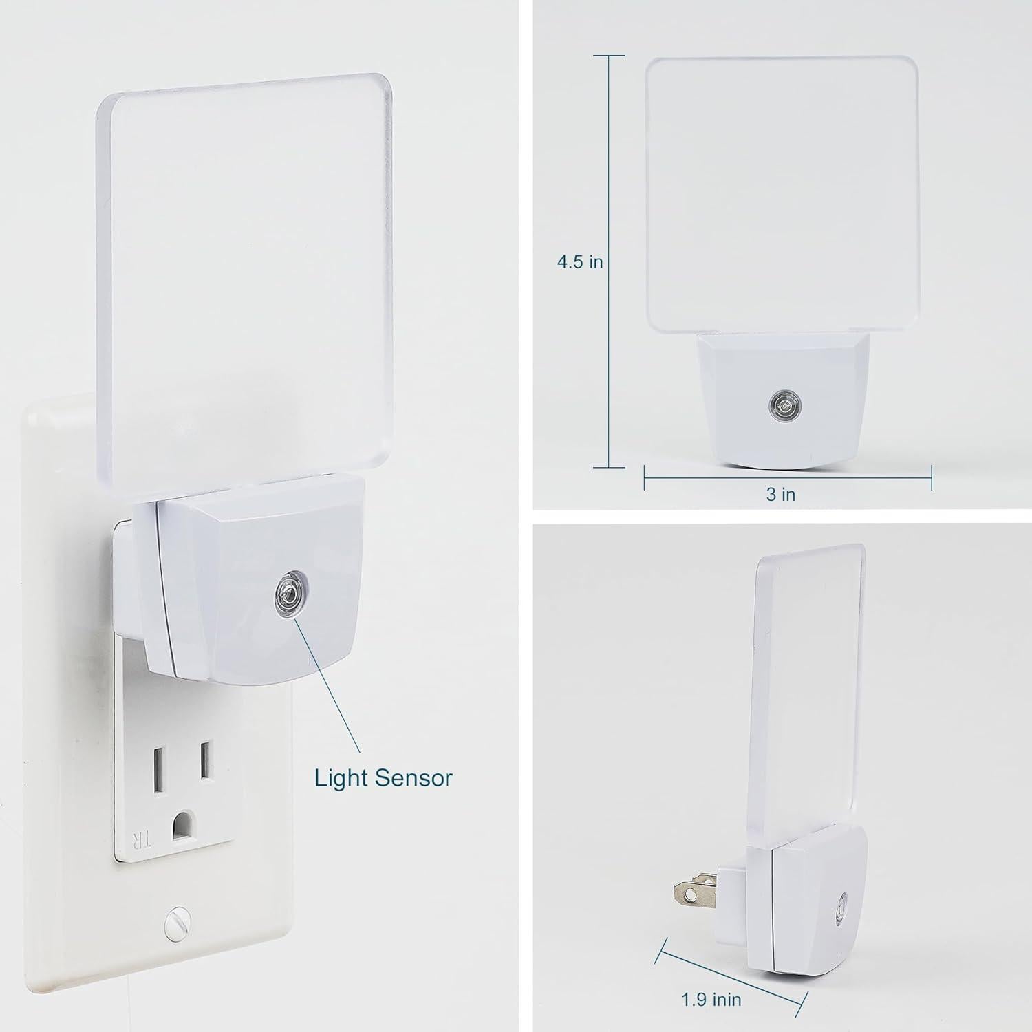 Paquete de 2 luces nocturnas LED 0.5W con sensor blanco frío