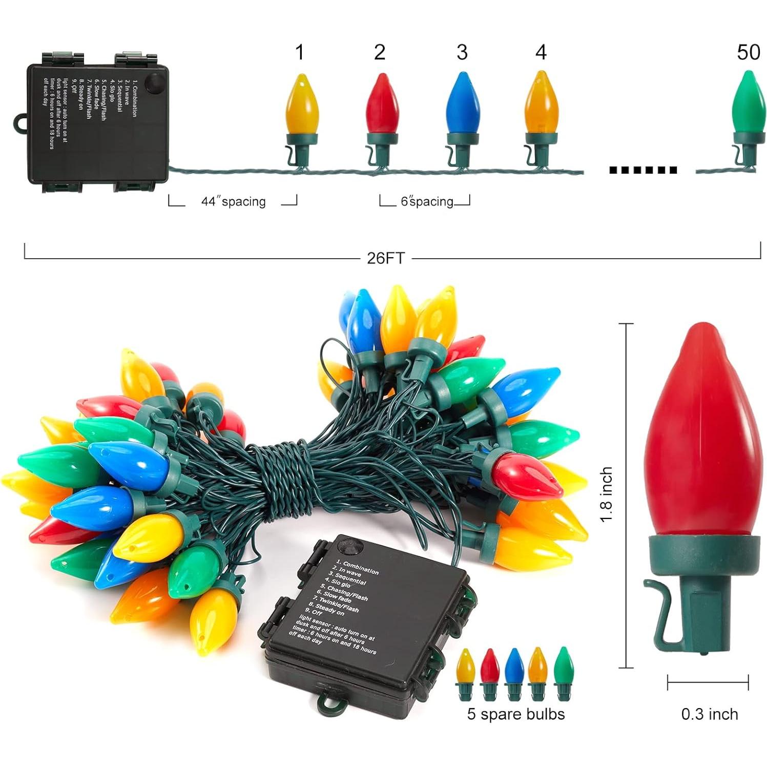 Luces de Navidad LED C7 NIOSTA 8 Modos 8.5m Multicolor