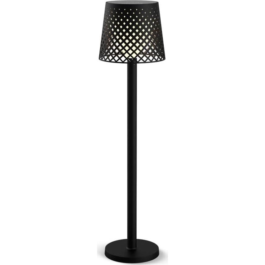 Greta 5-in-1 Solar/Rechargeable Lamp, Indoor and Outdoor, 80 Lumens, Solar Panel and Micro-USB Charging Capabilities, Twilight Sensor, On/Off Switch, Recycled Plastic, Black.