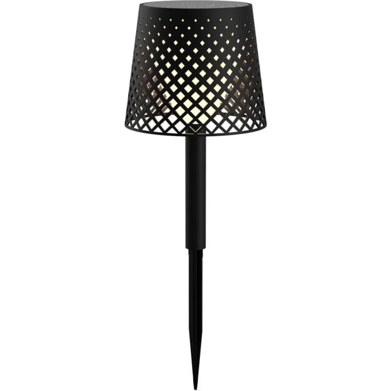 Greta 5-in-1 Solar/Rechargeable Lamp, Indoor and Outdoor, 80 Lumens, Solar Panel and Micro-USB Charging Capabilities, Twilight Sensor, On/Off Switch, Recycled Plastic, Black.