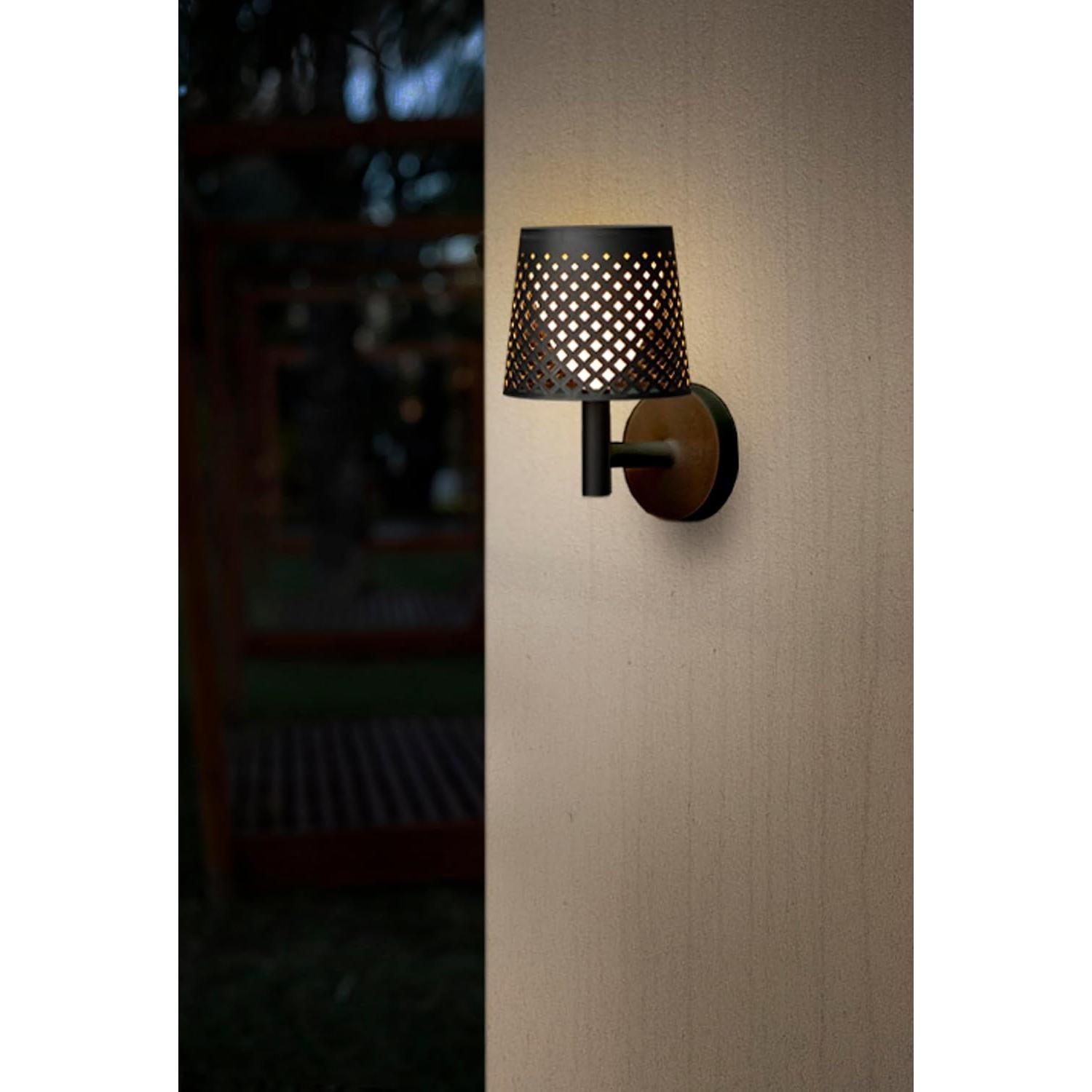 Greta 5-in-1 Solar/Rechargeable Lamp, Indoor and Outdoor, 80 Lumens, Solar Panel and Micro-USB Charging Capabilities, Twilight Sensor, On/Off Switch, Recycled Plastic, Black.