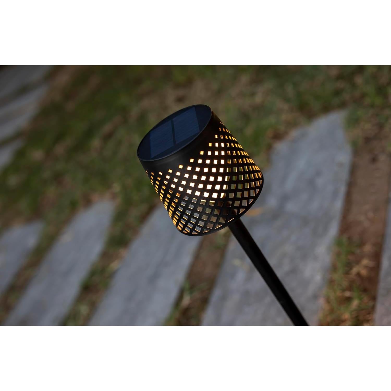 Greta 5-in-1 Solar/Rechargeable Lamp, Indoor and Outdoor, 80 Lumens, Solar Panel and Micro-USB Charging Capabilities, Twilight Sensor, On/Off Switch, Recycled Plastic, Black.