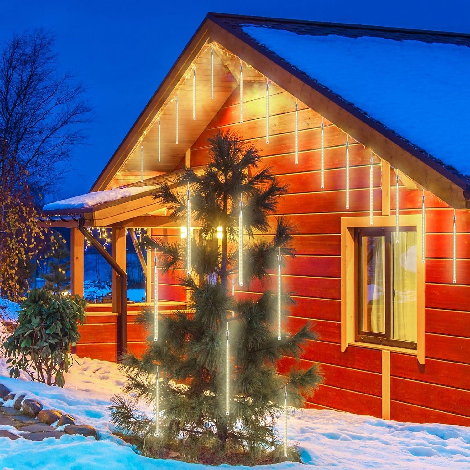 Luces de Lluvia de Meteoros PEMOTech 11.7m 540 LED Blanco Cálido