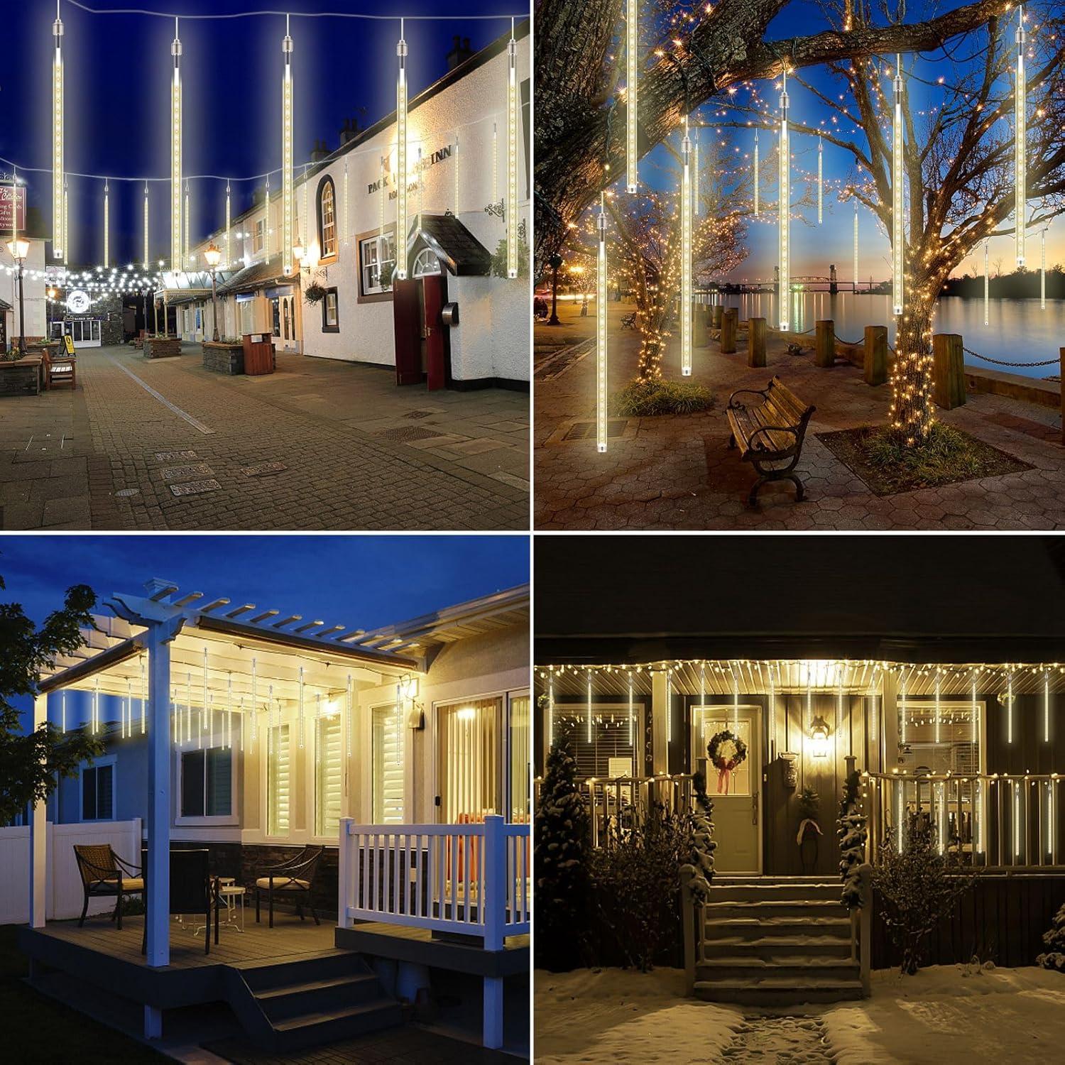 Luces de Lluvia de Meteoros PEMOTech 11.7m 540 LED Blanco Cálido