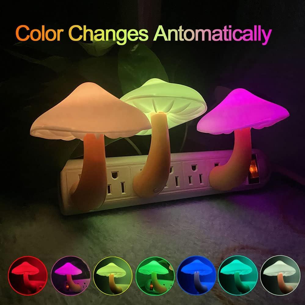 Lámpara de Noche LED UTLK en Forma de Hongo Multicolor - 2 Piezas