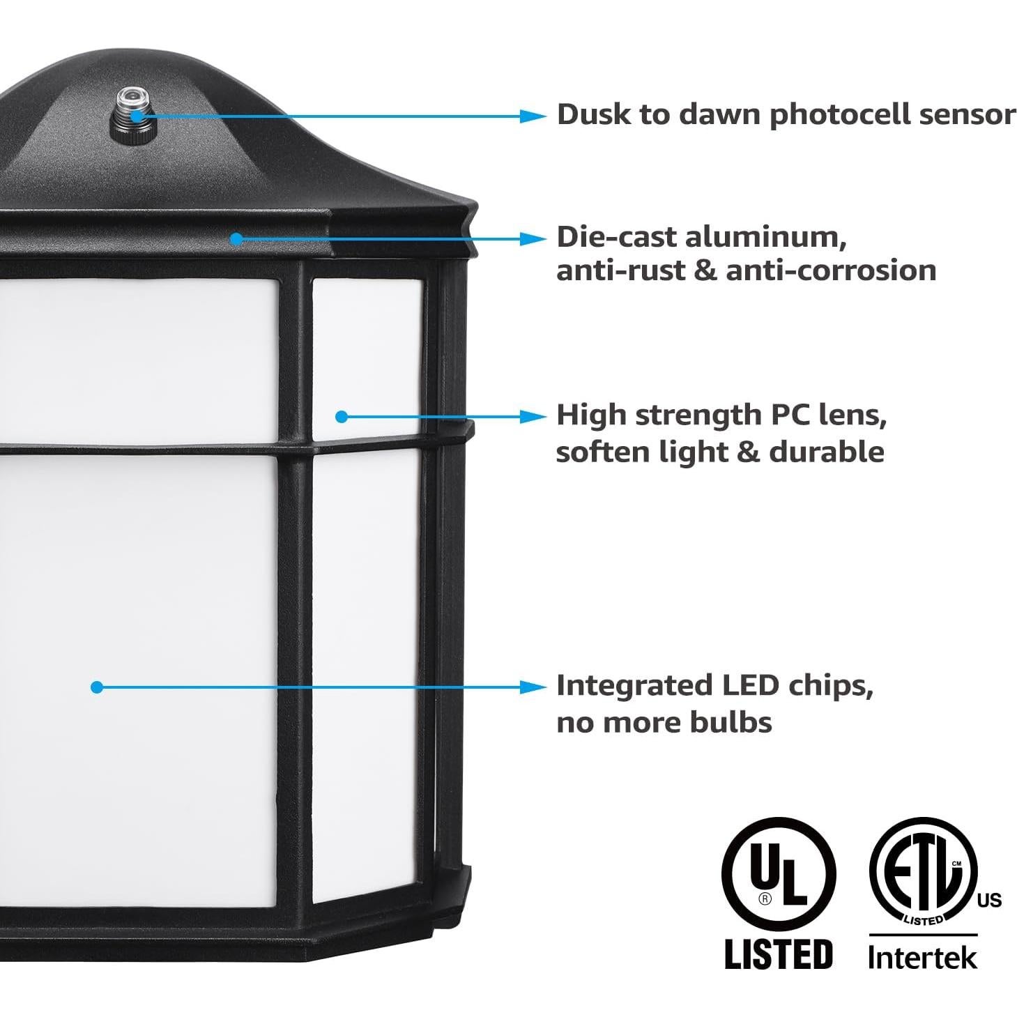 Aplique LED Exterior LEONLITE 15W 3CCT Sensor Luz Automática