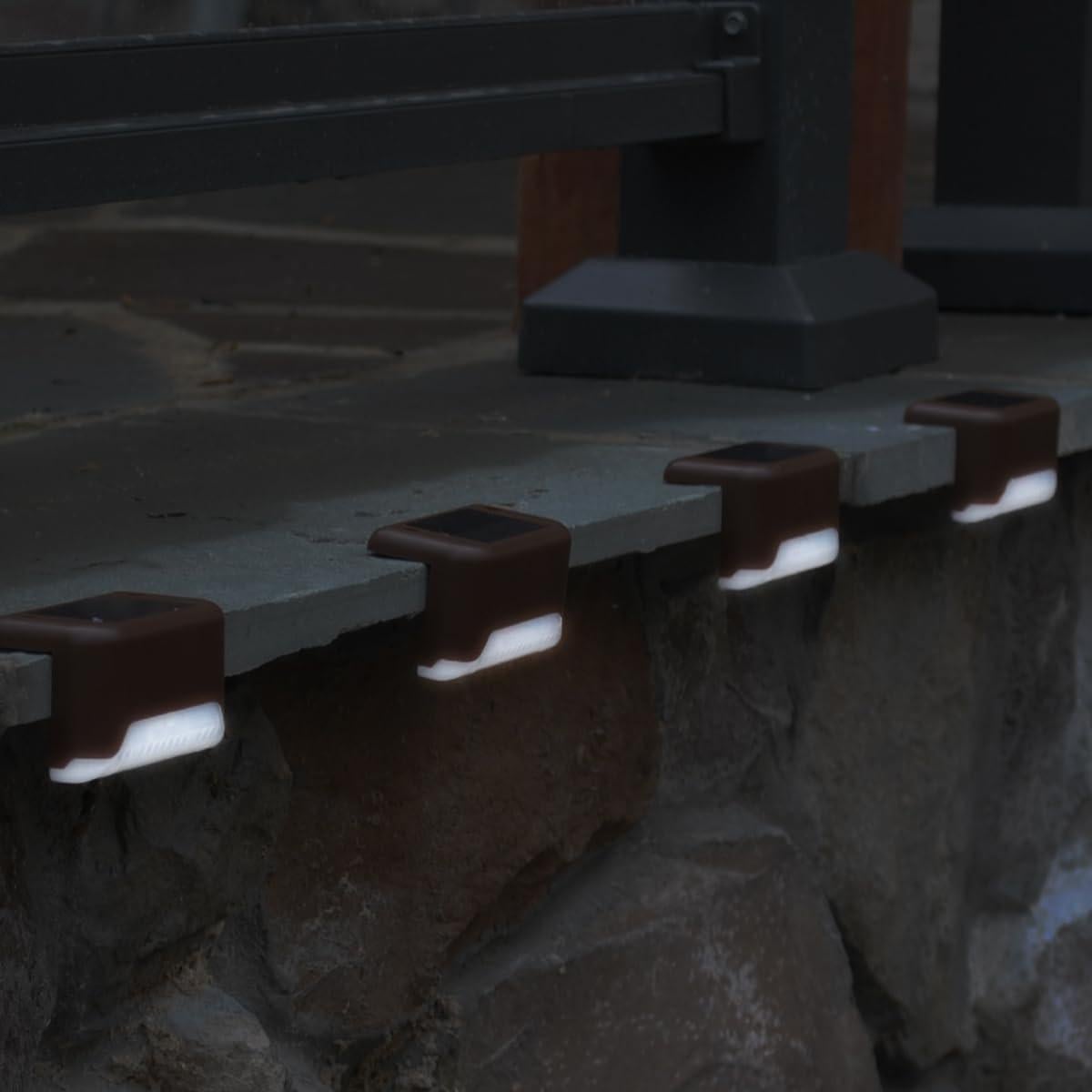 Luces LED solares Maxsa 47332 para Deck y Barandillas, 4 unidades