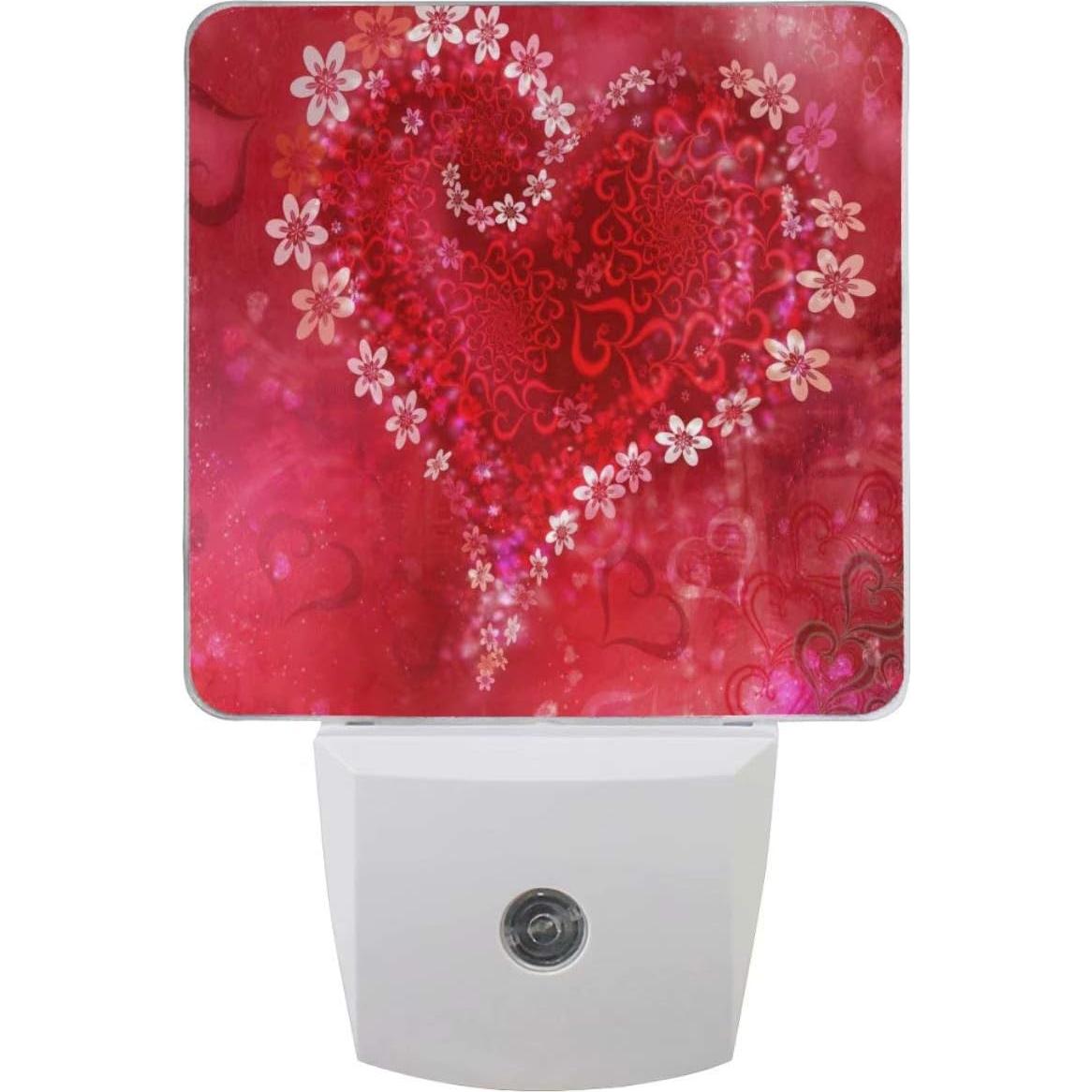 Conjunto de 2 luces nocturnas LED Pfrewn Happy corazón rojo