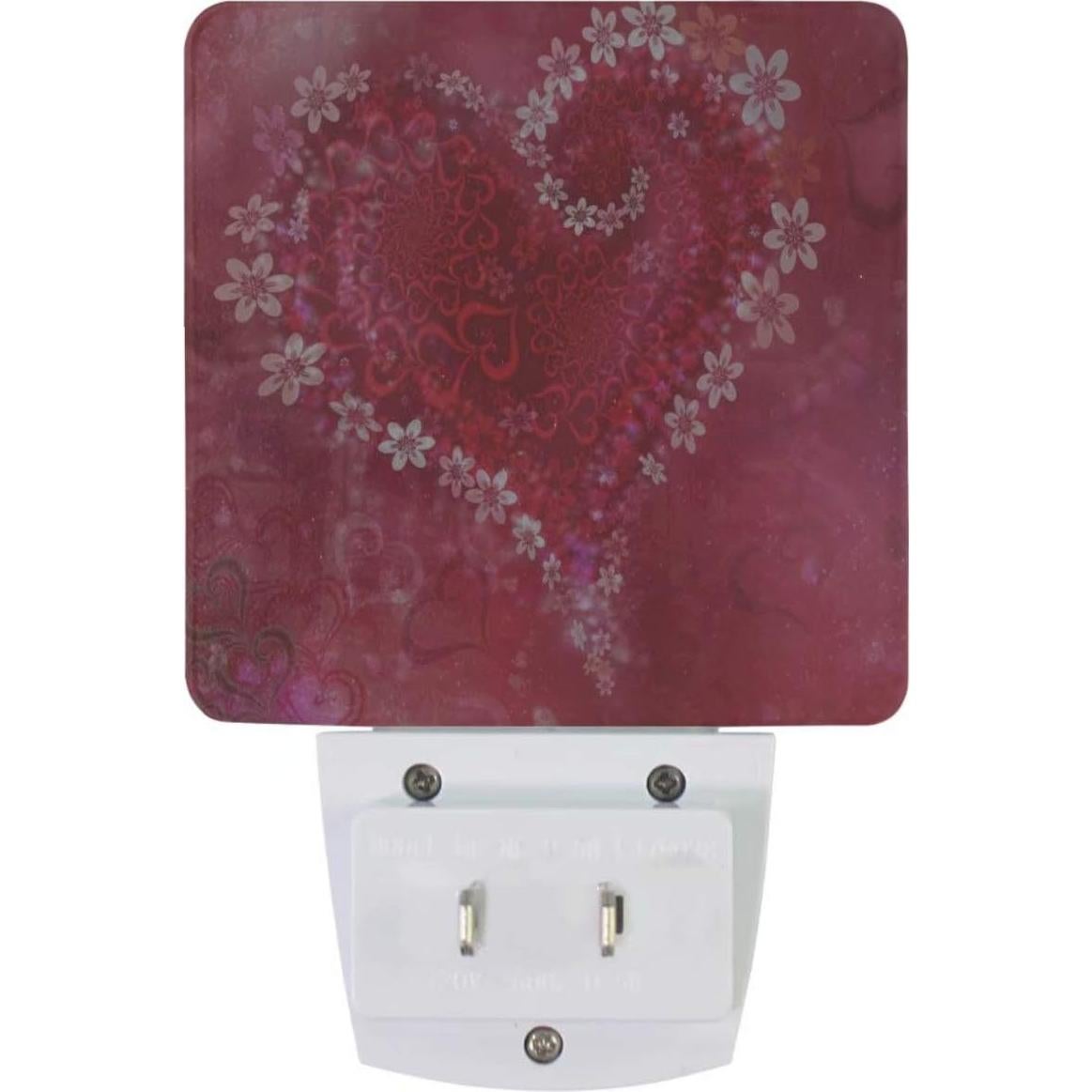 Conjunto de 2 luces nocturnas LED Pfrewn Happy corazón rojo