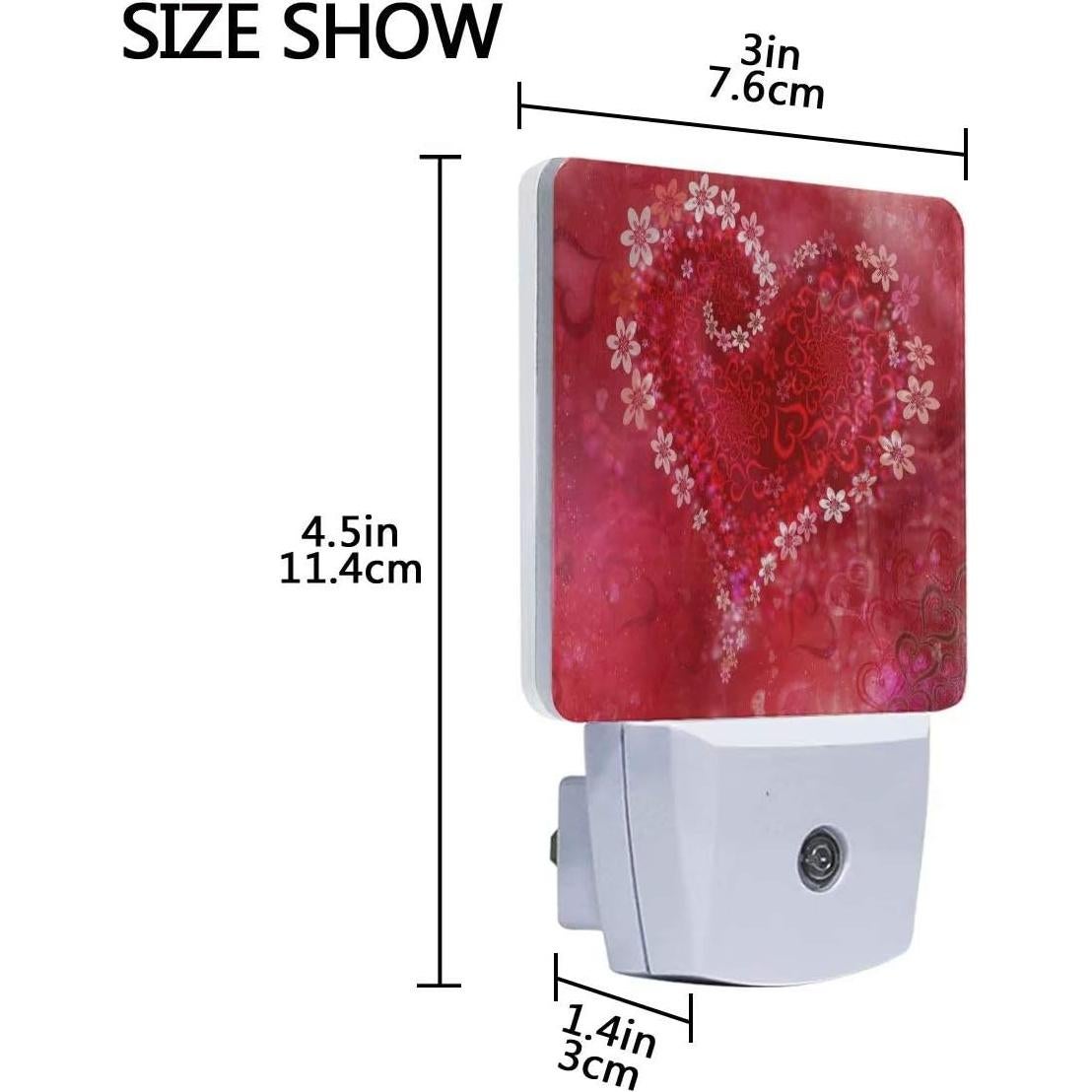 Conjunto de 2 luces nocturnas LED Pfrewn Happy corazón rojo