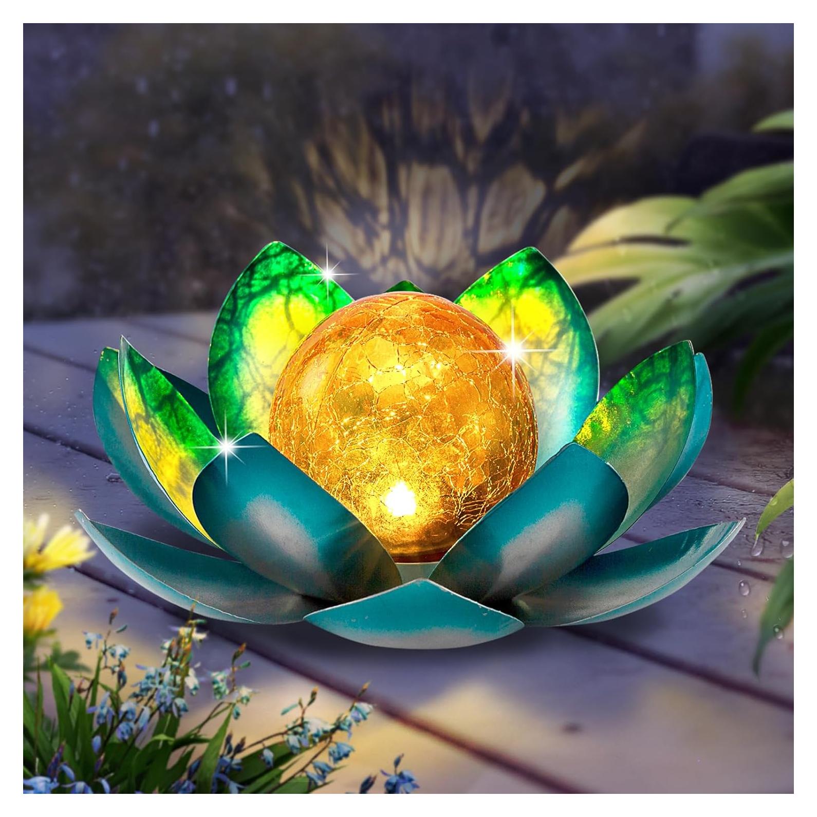 Luz Solar Exterior AIINY 2Pack Loto Azul LED Impermeable