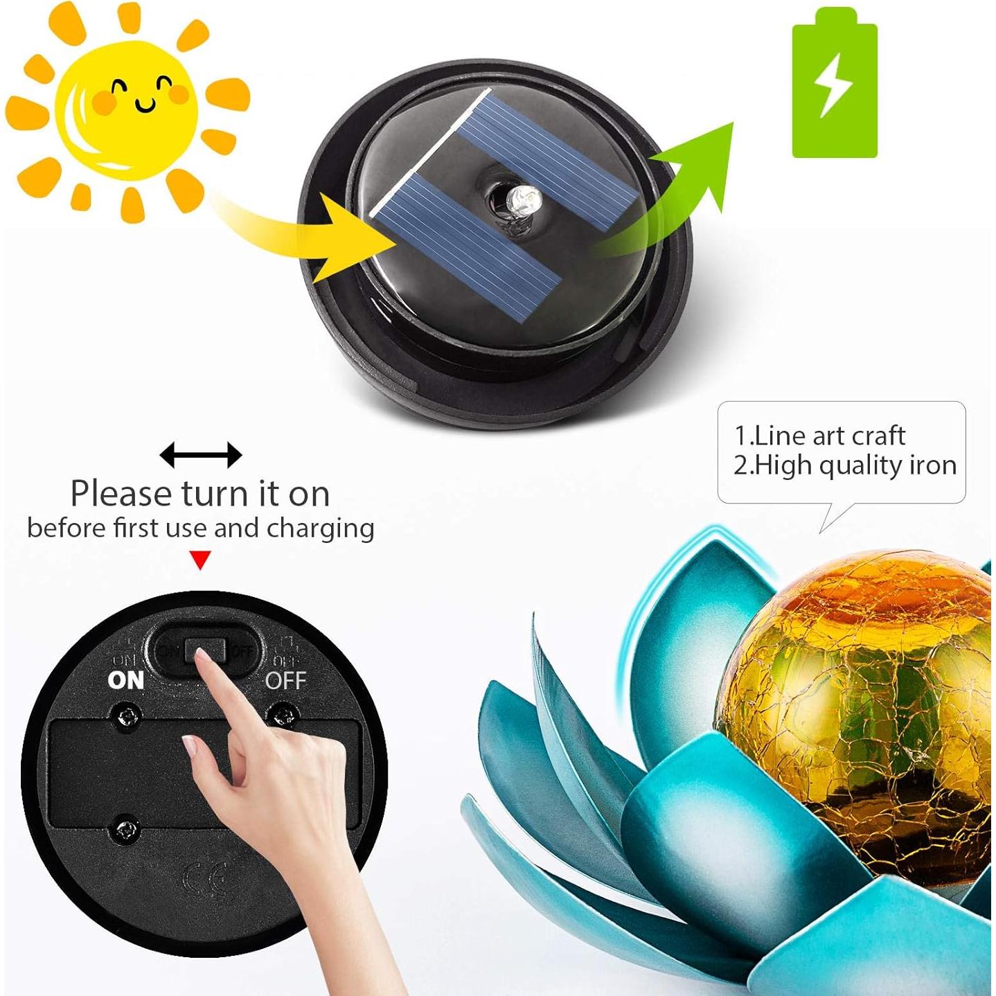 Luz Solar Exterior AIINY 2Pack Loto Azul LED Impermeable