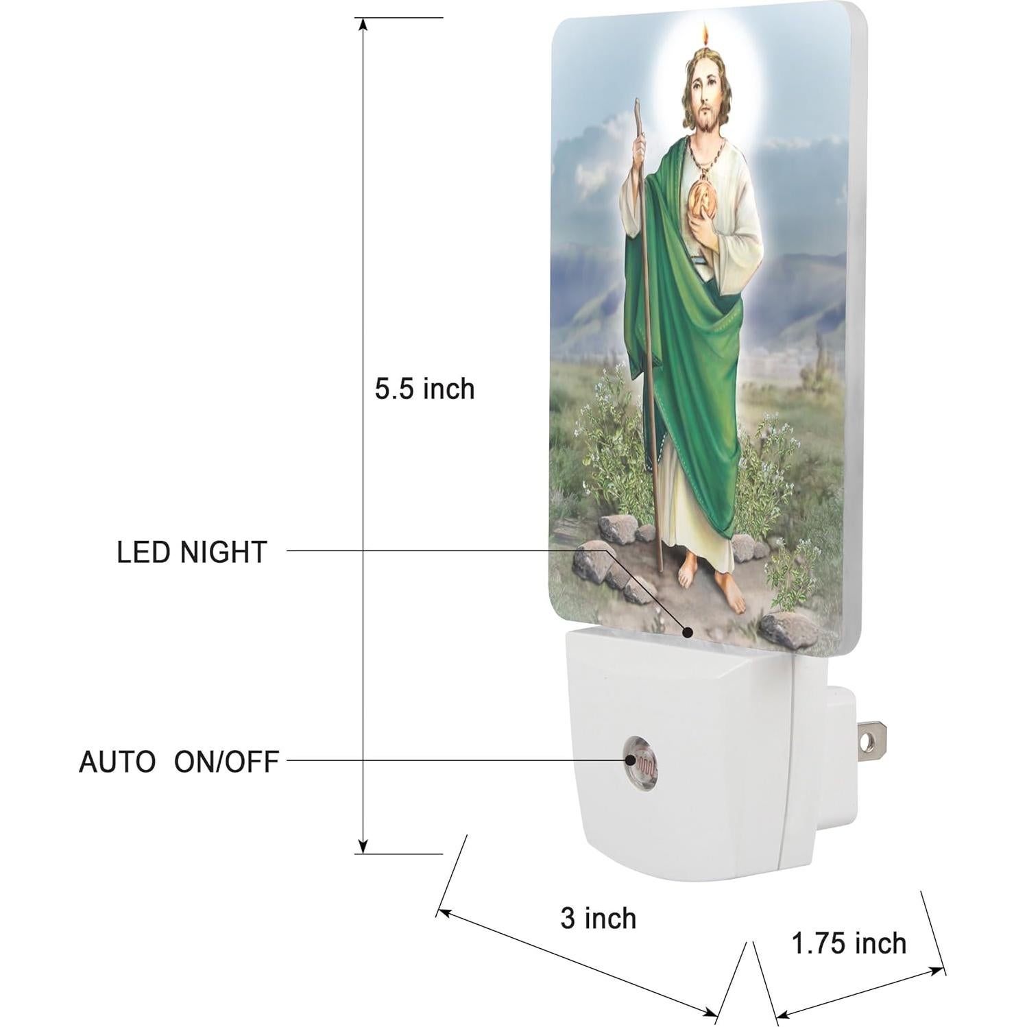 Luz Nocturna LED San Judas con Sensor Automático 13.97 cm