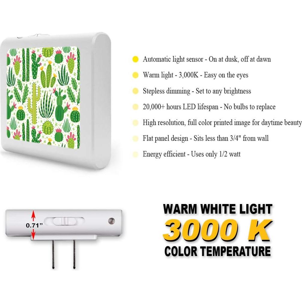 Luz Nocturna LED Art Plates con Sensor Automático y Brillo Ajustable