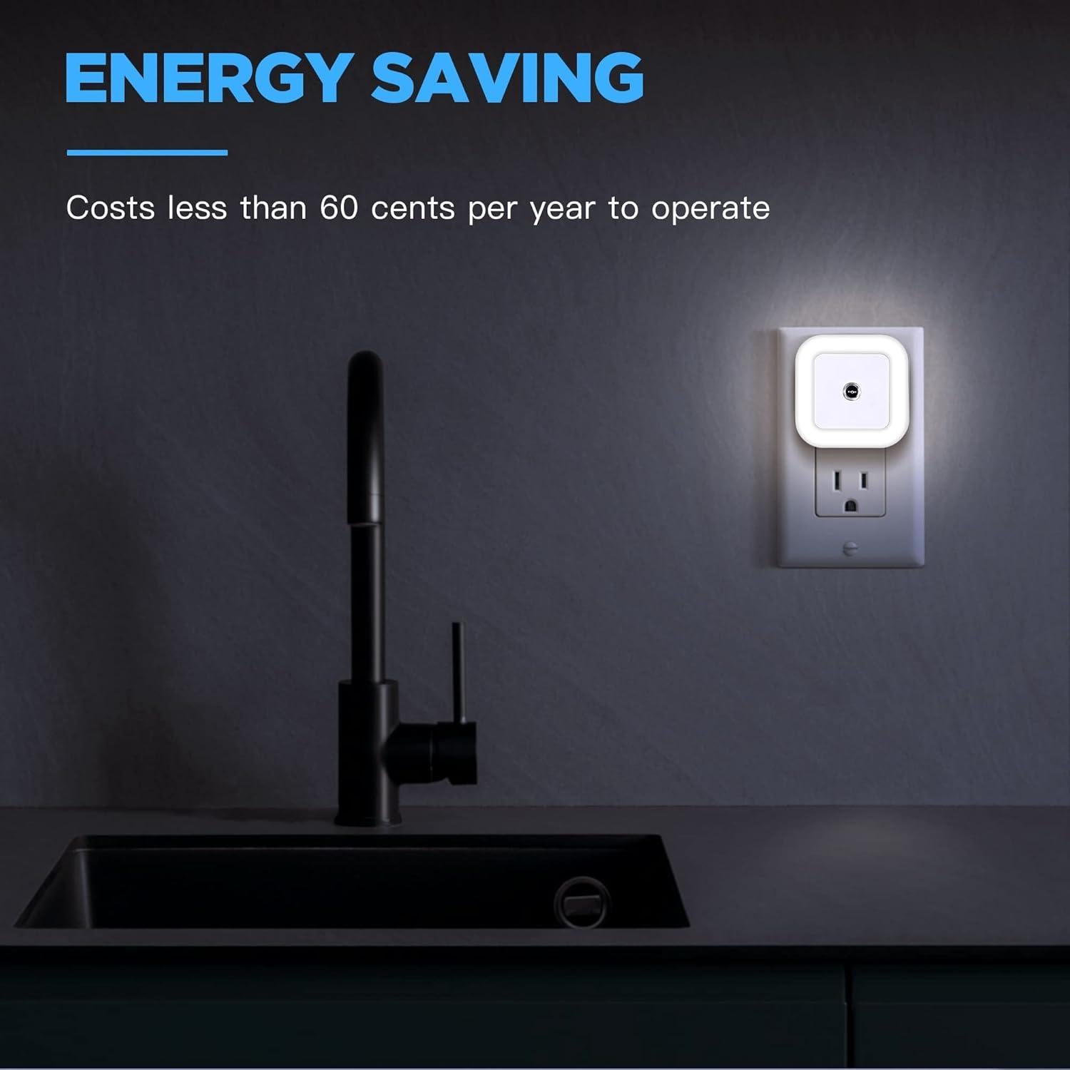 Luz Nocturna LED Regulable SYCEES con Sensor Crepúsculo, 4 Unidades