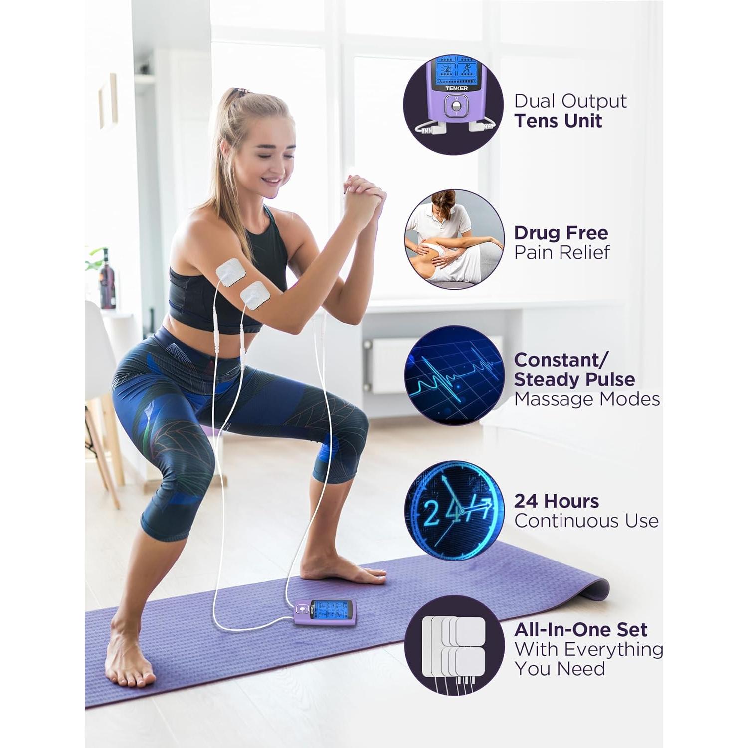 TENKER Estimulador Muscular TENS 24 Modos Alivio Dolor