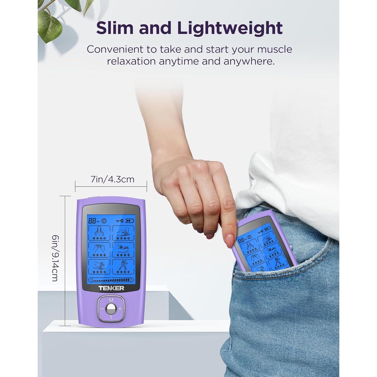 TENKER Estimulador Muscular TENS 24 Modos Alivio Dolor