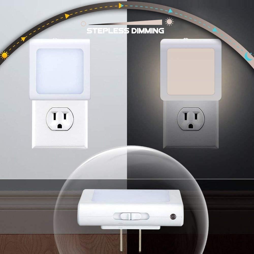 VINTAR Paquete de 4 Luces Nocturnas LED Enchufables con Sensor