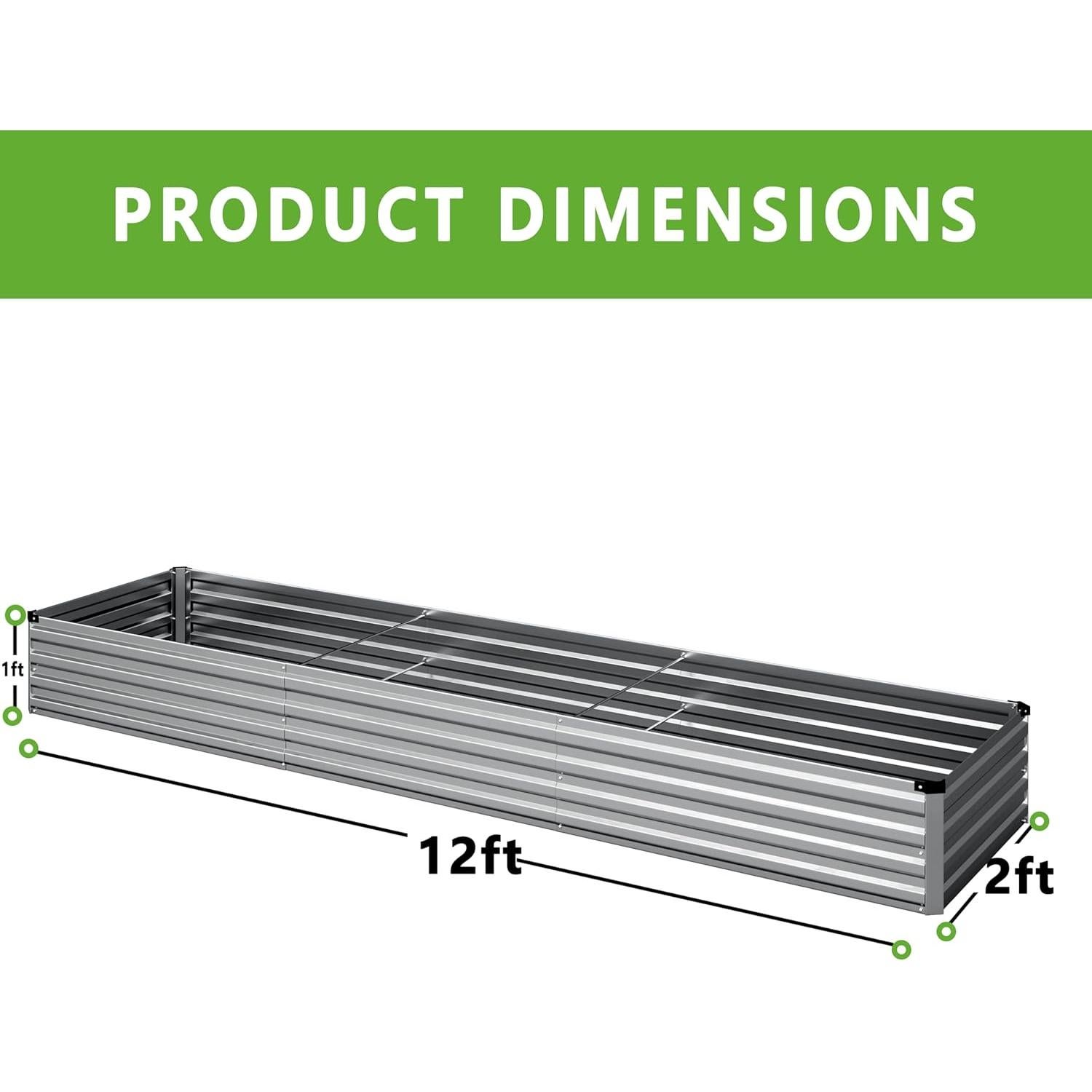 Kit de Cama de Jardín Elevada DIIYIV 2PCS Galvanizada 365.76x60.96x30.48cm