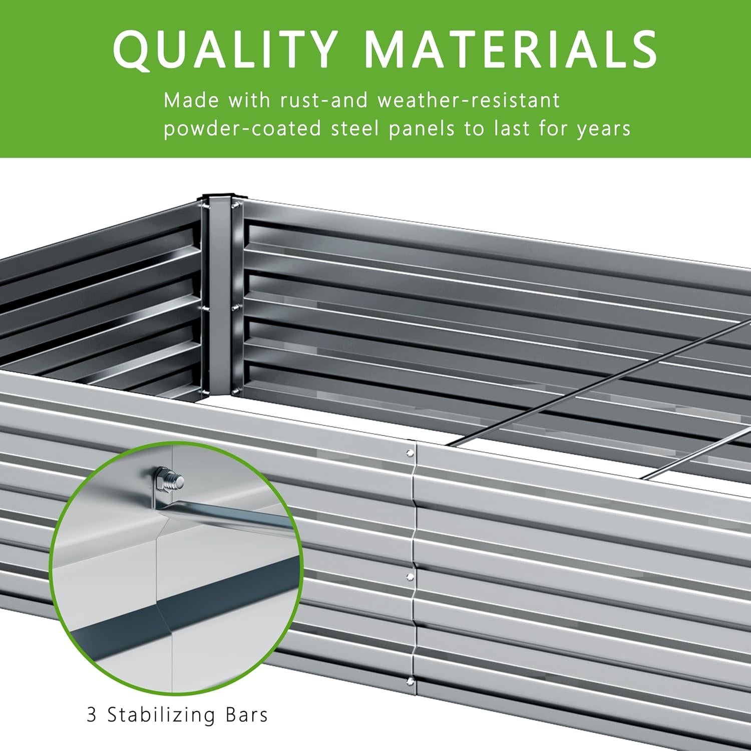 Kit de Cama de Jardín Elevada DIIYIV 2PCS Galvanizada 365.76x60.96x30.48cm