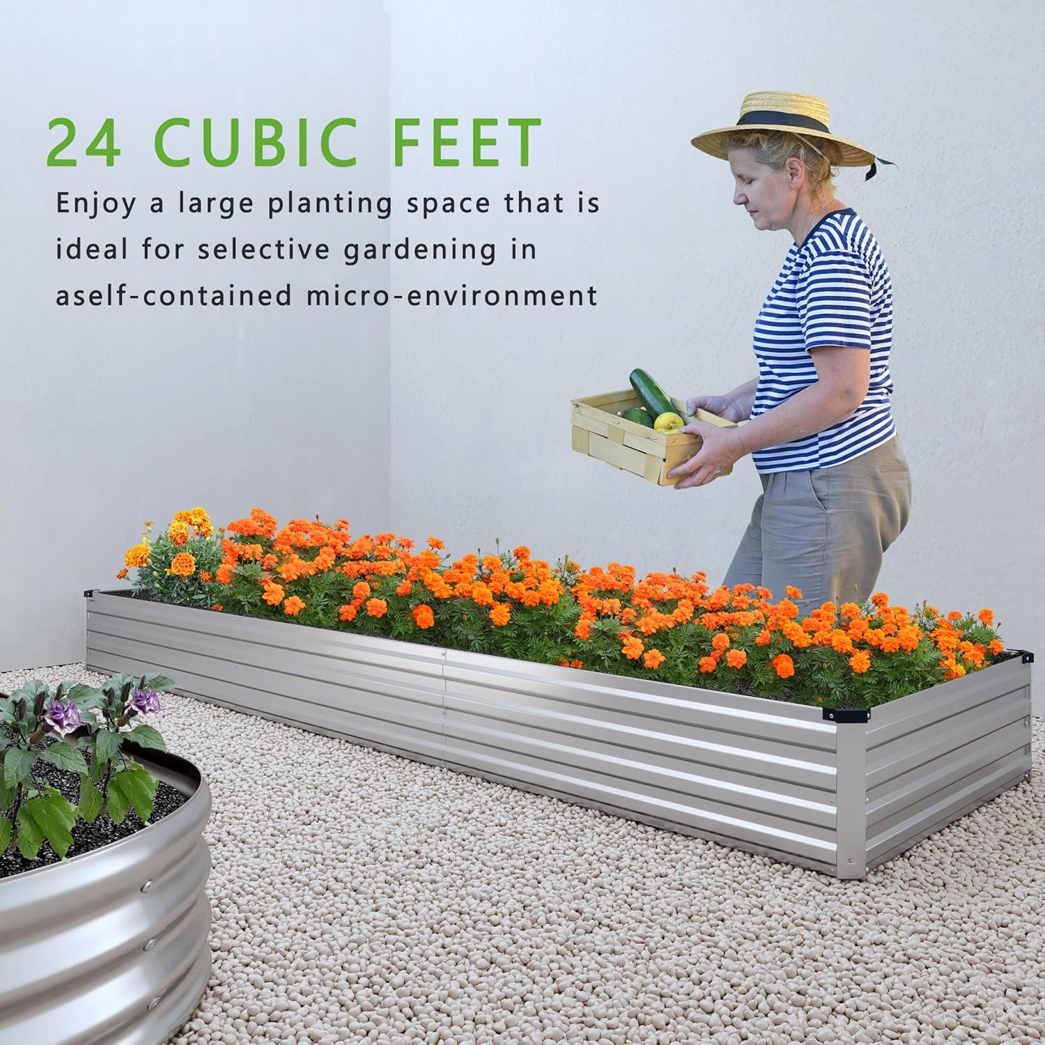 Kit de Cama de Jardín Elevada DIIYIV 2PCS Galvanizada 365.76x60.96x30.48cm