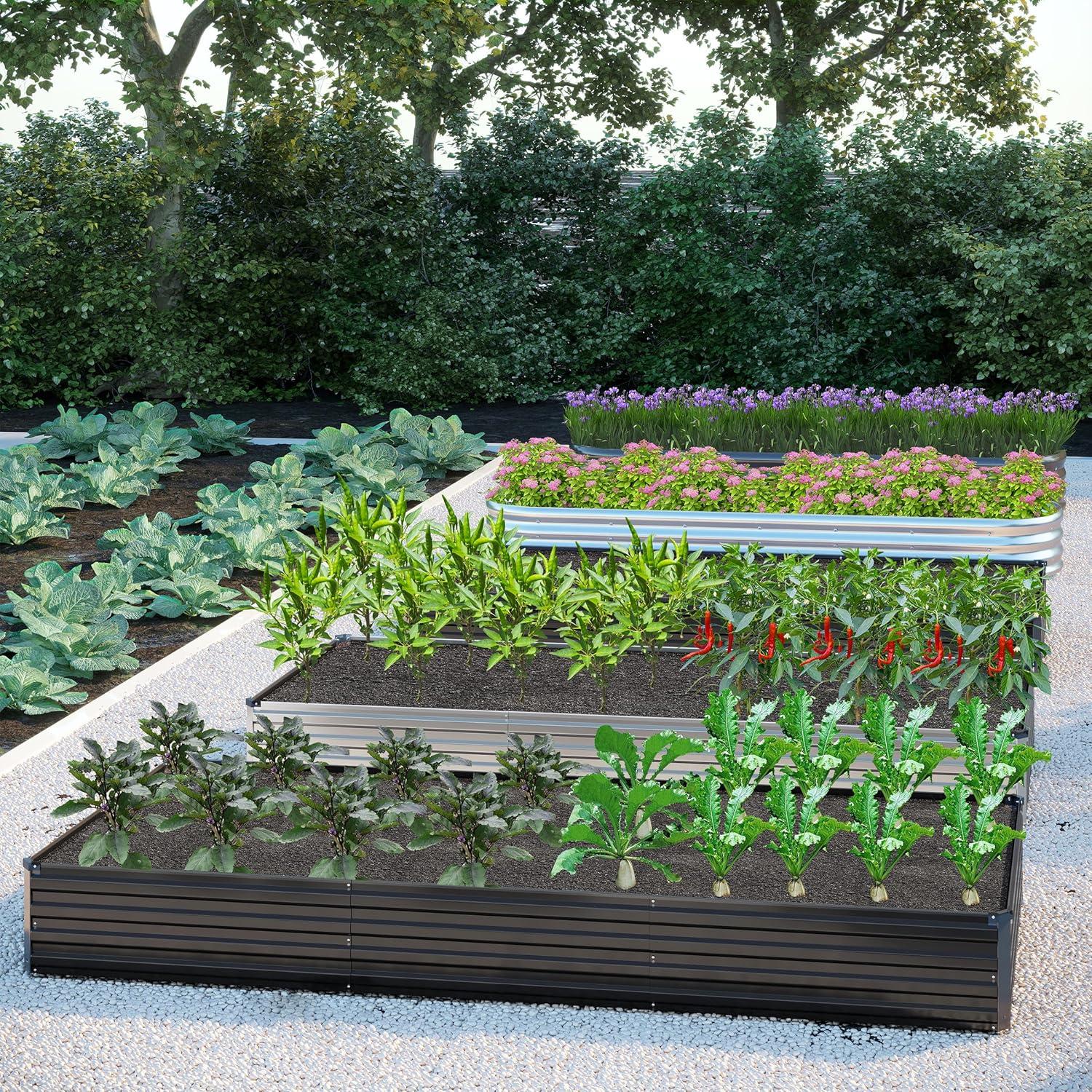 Kit de Cama de Jardín Elevada DIIYIV 2PCS Galvanizada 365.76x60.96x30.48cm