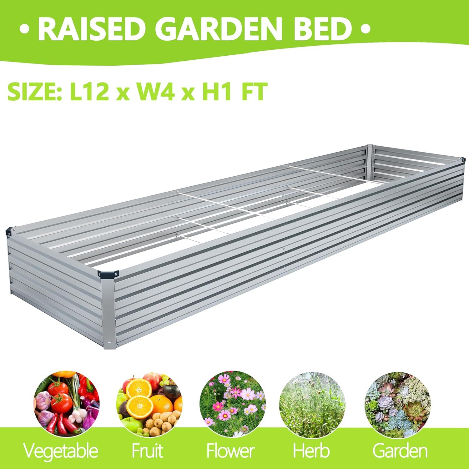 Caja de Jardín Elevada Galvanizada MGNO 2 Pcs 365.76x121.92cm