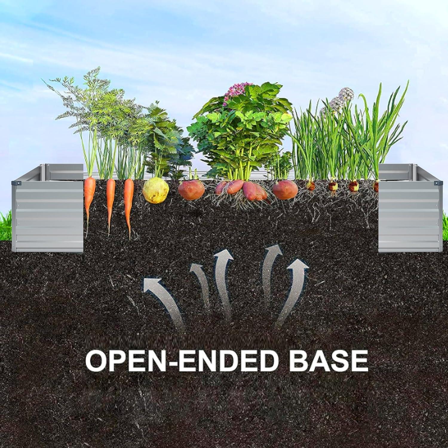 Caja de Jardín Elevada Galvanizada MGNO 2 Pcs 365.76x121.92cm