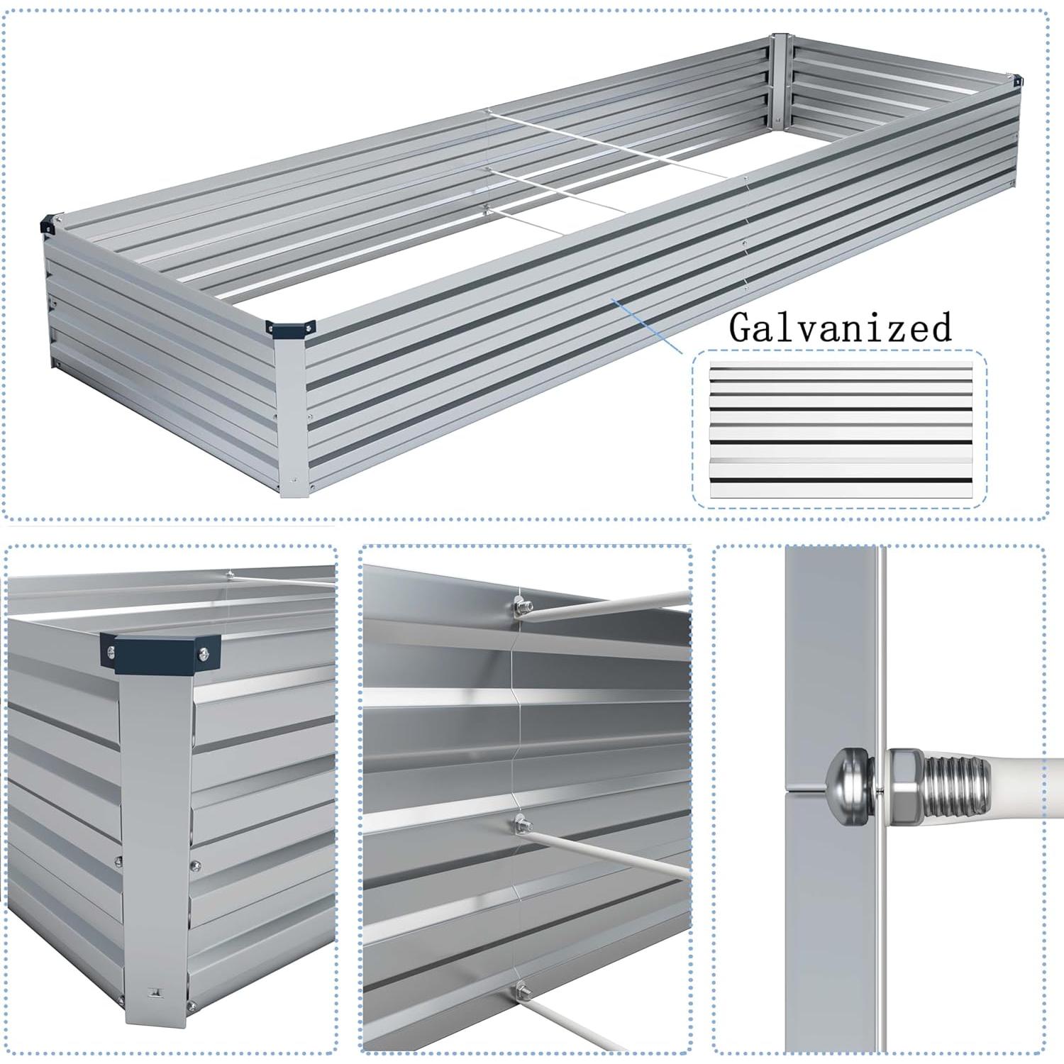 Caja de Jardín Elevada Galvanizada MGNO 2 Pcs 365.76x121.92cm