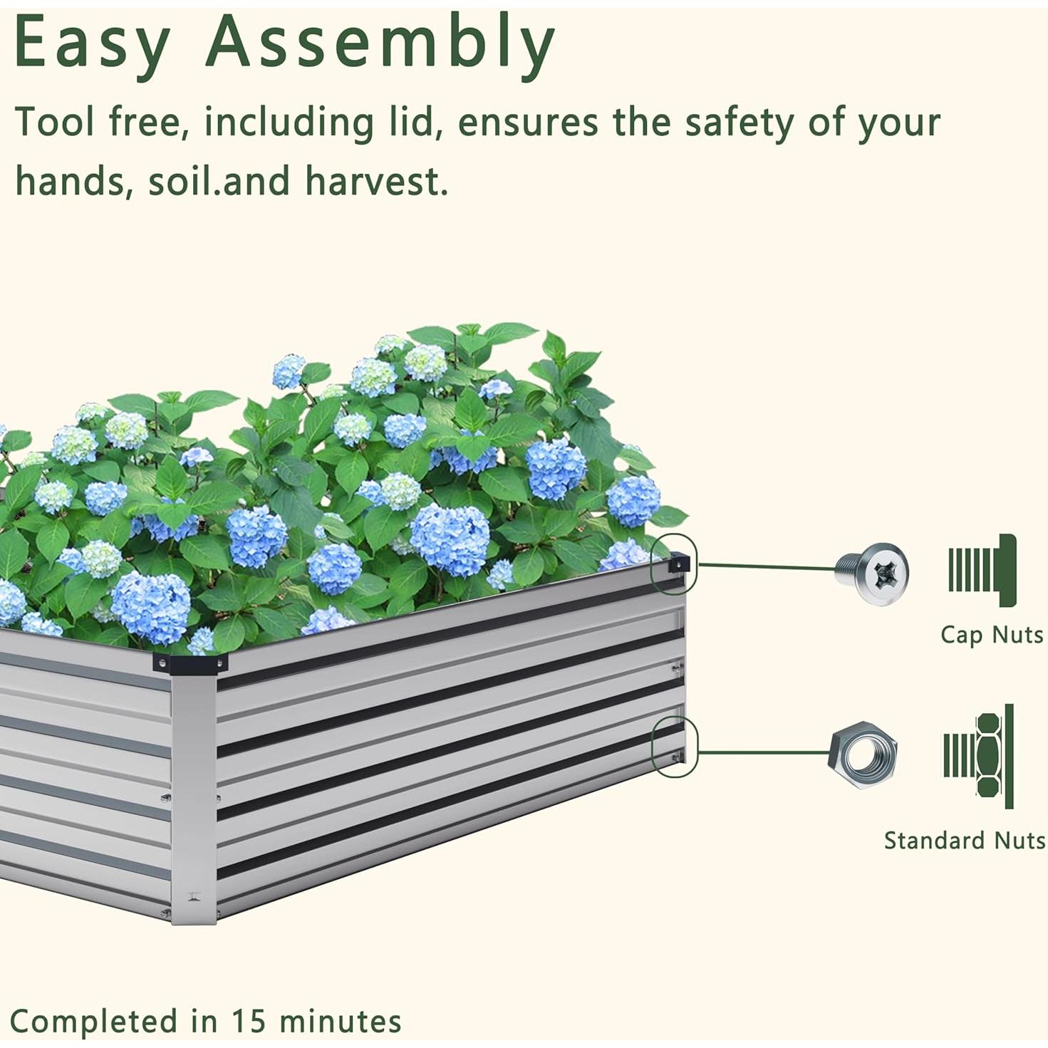 Caja de Jardín Elevada Galvanizada MGNO 2 Pcs 365.76x121.92cm