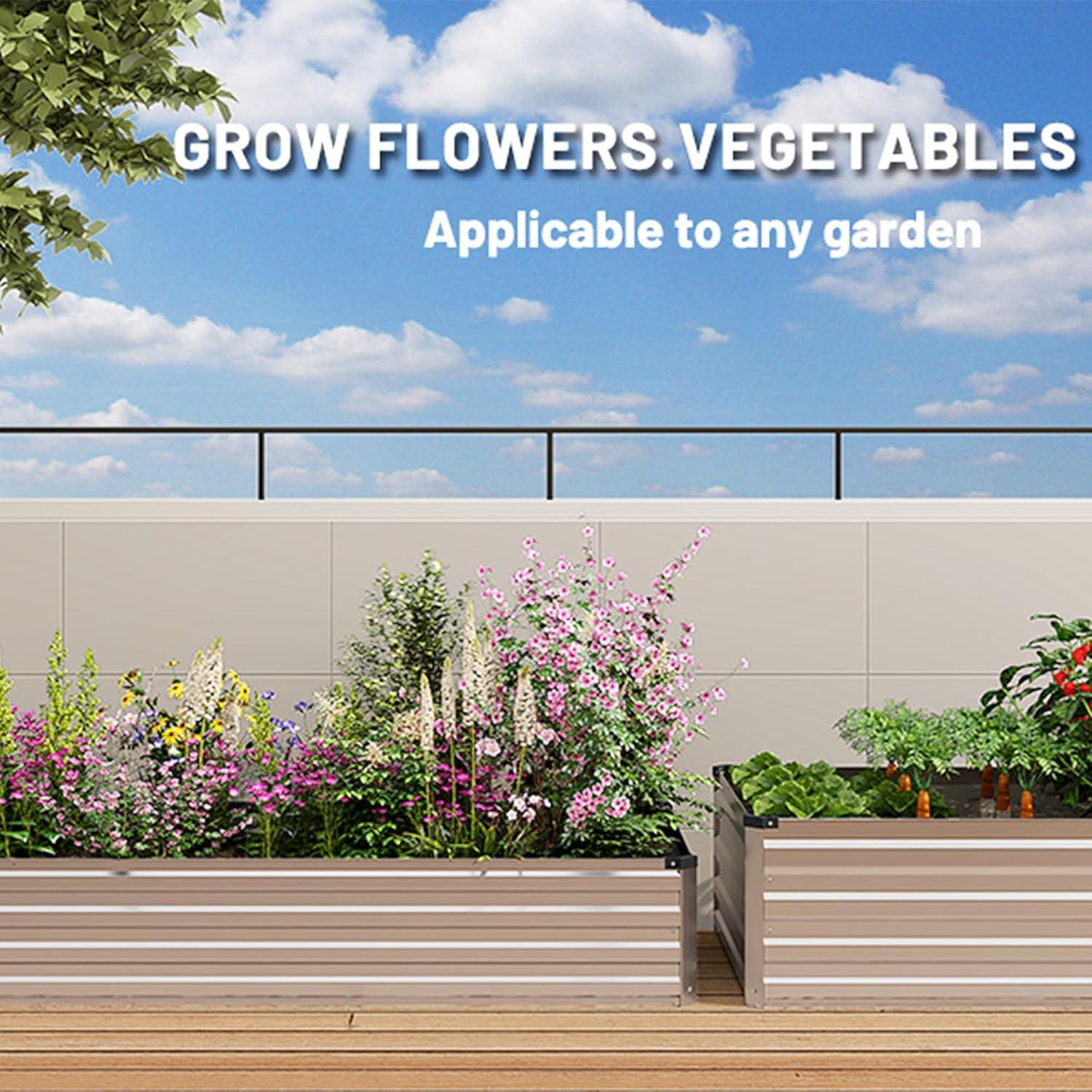 Caja de Jardín Elevada Galvanizada MGNO 2 Pcs 365.76x121.92cm