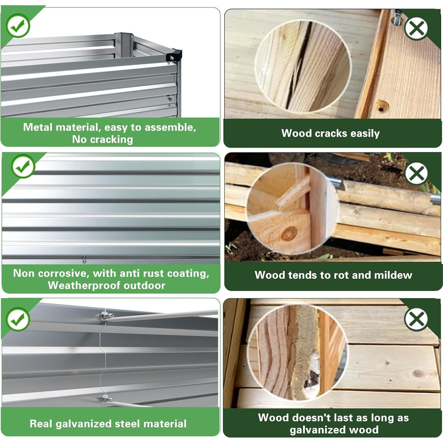 Caja de Jardín Elevada Galvanizada MGNO 2 Pcs 365.76x121.92cm