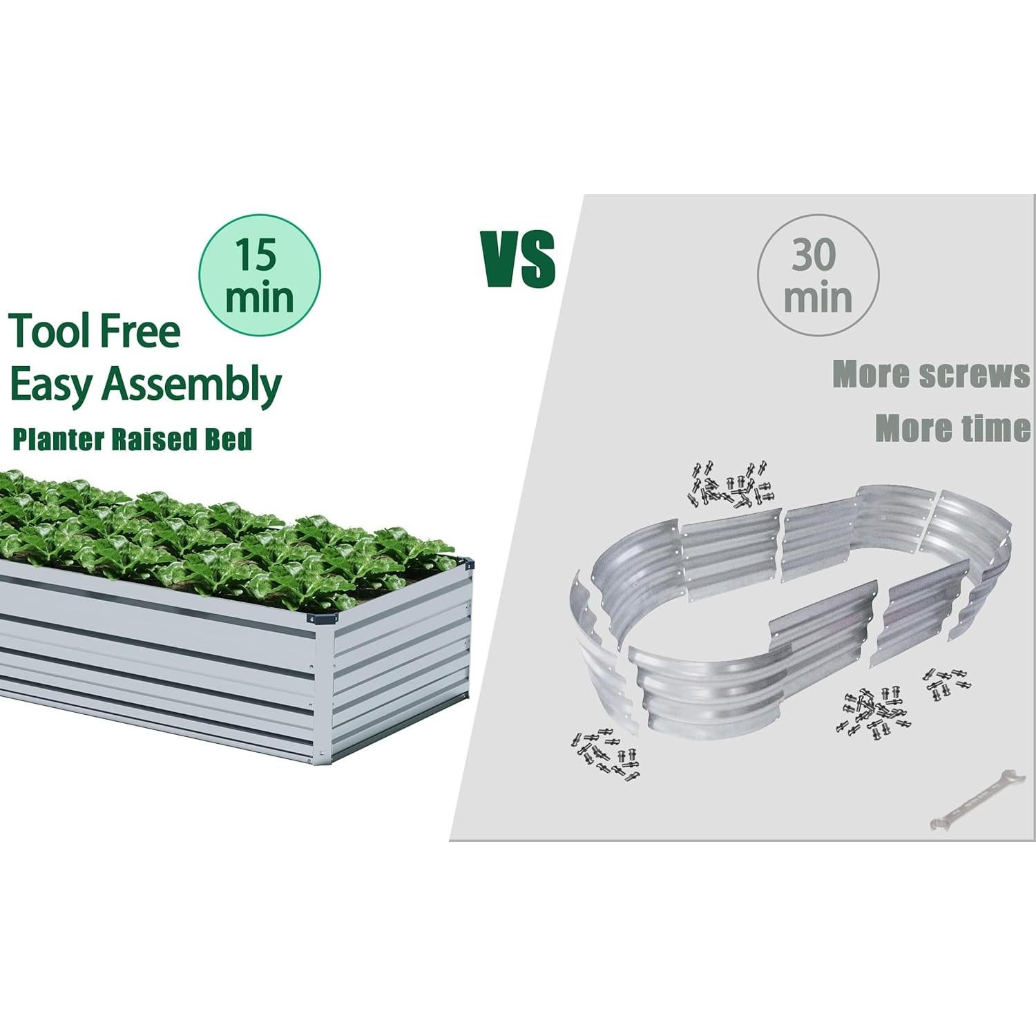 Caja de Jardín Elevada Galvanizada MGNO 2 Pcs 365.76x121.92cm
