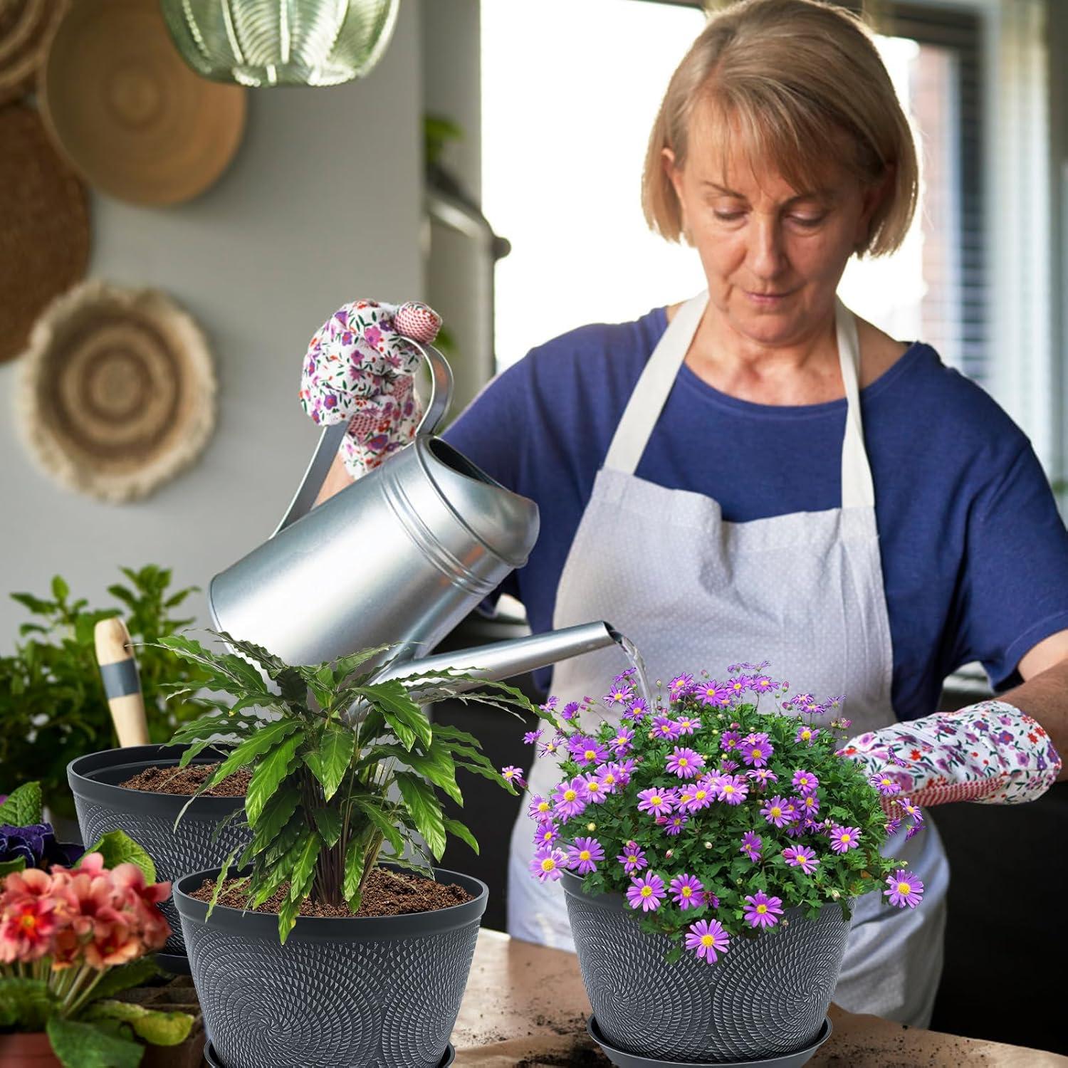 Macetas de Flores Quarut 10 Pulgadas Gris - Paquete de 3