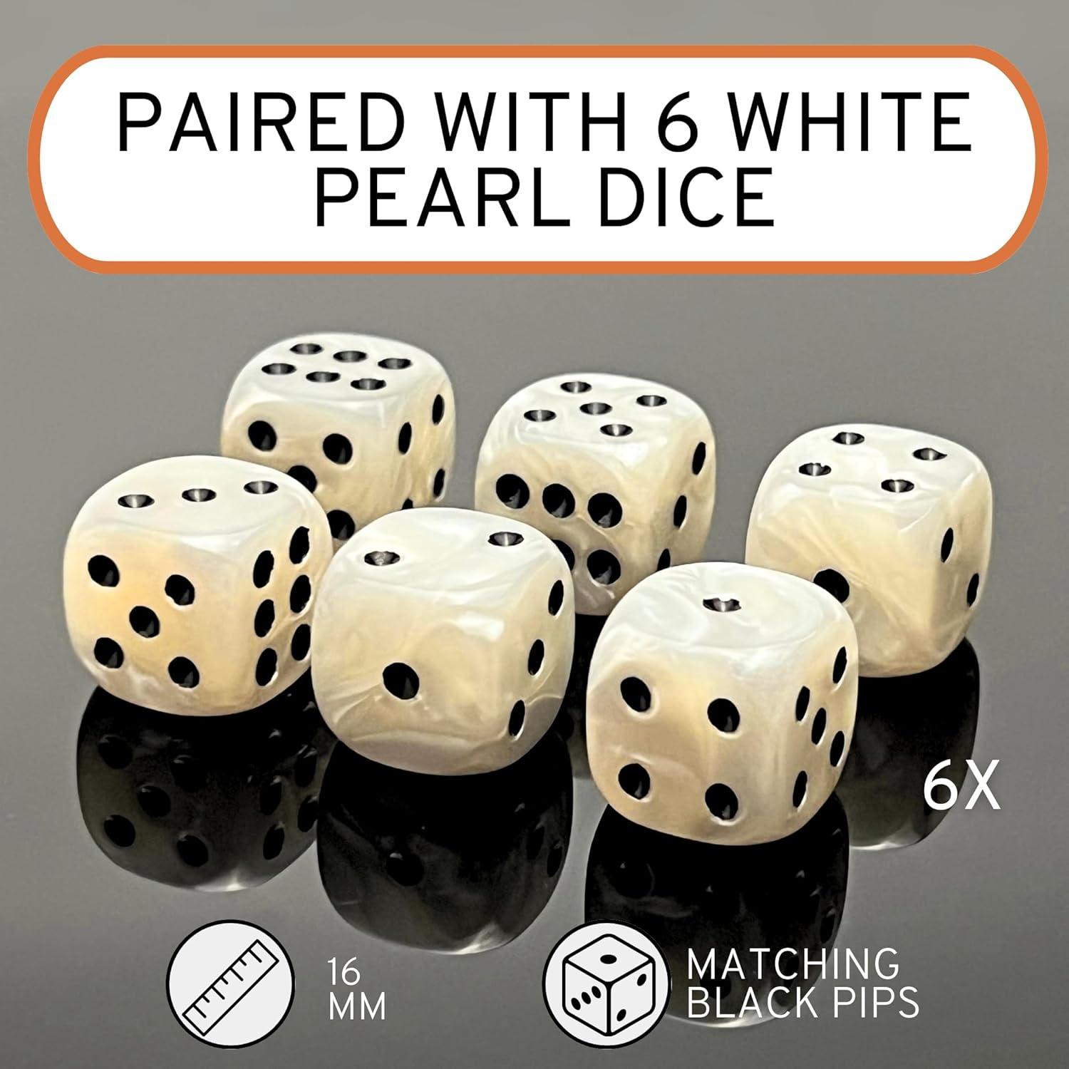 Taza de Dados de Cuero Luck Lab con Tapa y 6 Dados Perla