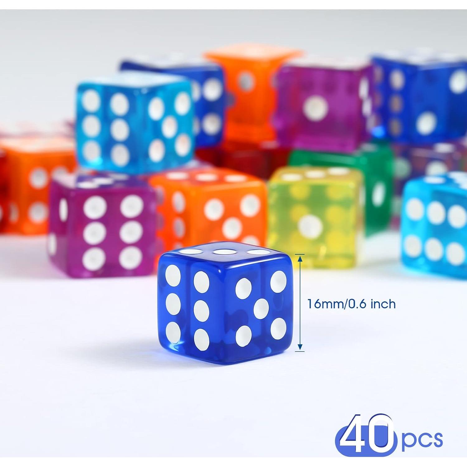 Juego de Dados de Colores Yinsun 40 Piezas 16mm para Juegos